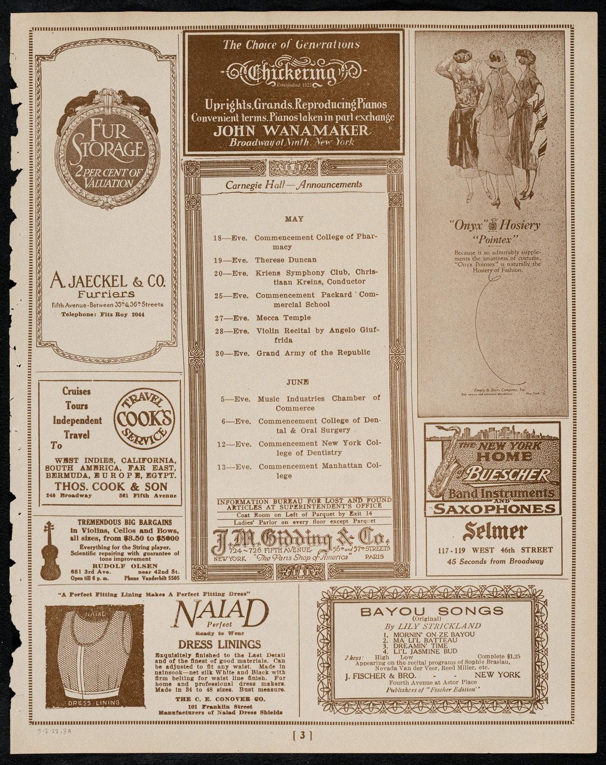 Sir Arthur Conan Doyle, May 7, 1922, program page 3