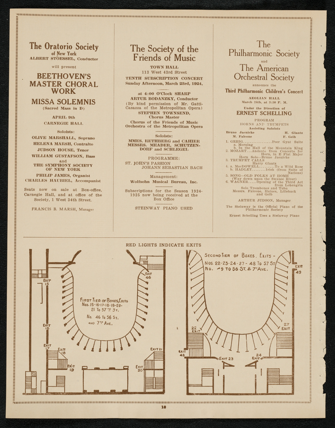 New York Philharmonic, March 21, 1924, program page 10