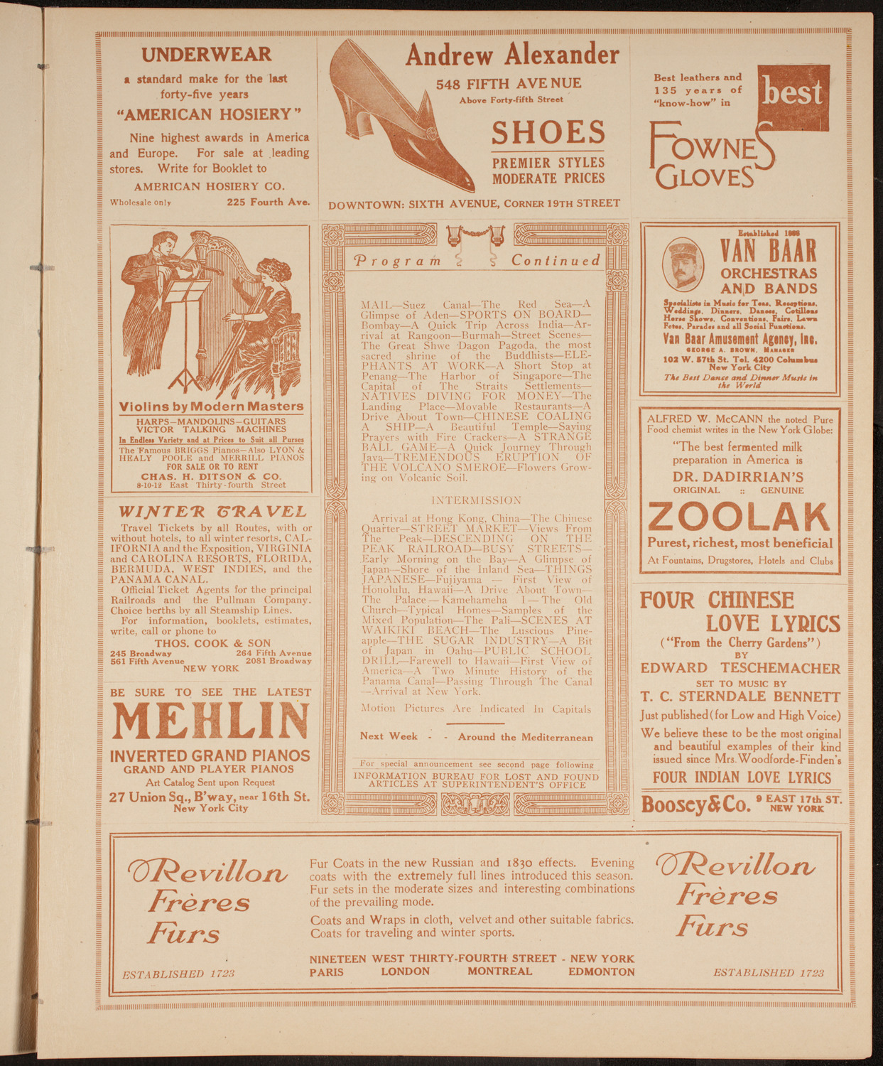 Elmendorf Lecture: Around the World Through the Panama Canal, November 8, 1914, program page 5