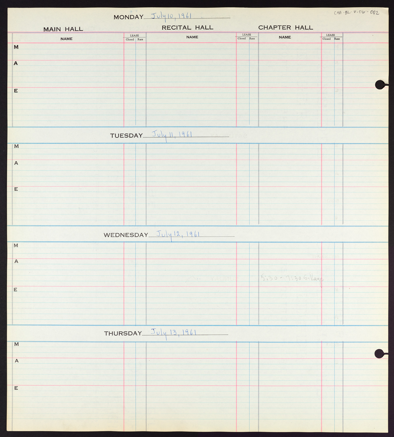 Carnegie Hall Booking Ledger, volume 6, page 82