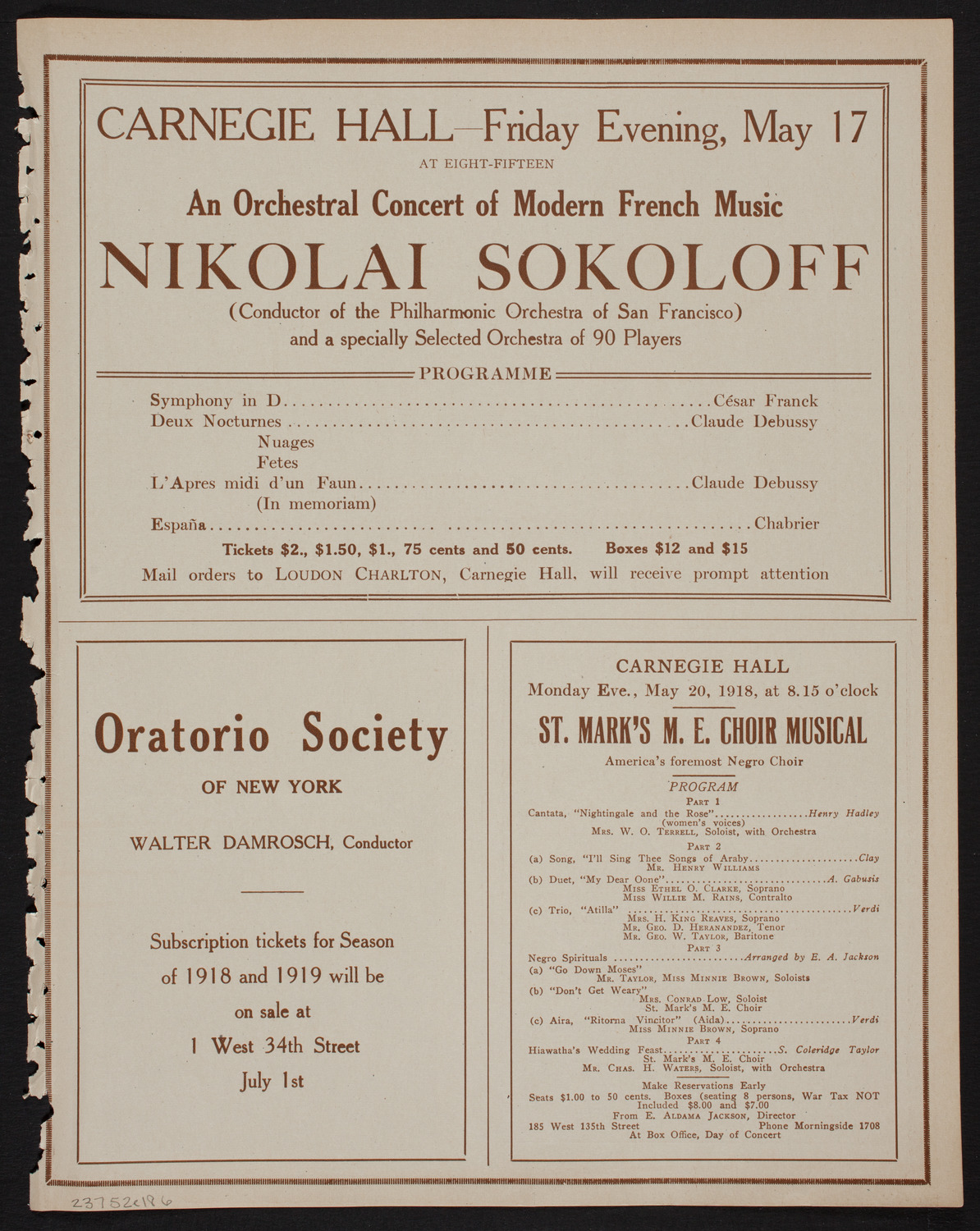 Ossip Gabrilowitsch Orchestral Concert, May 2, 1918, program page 11