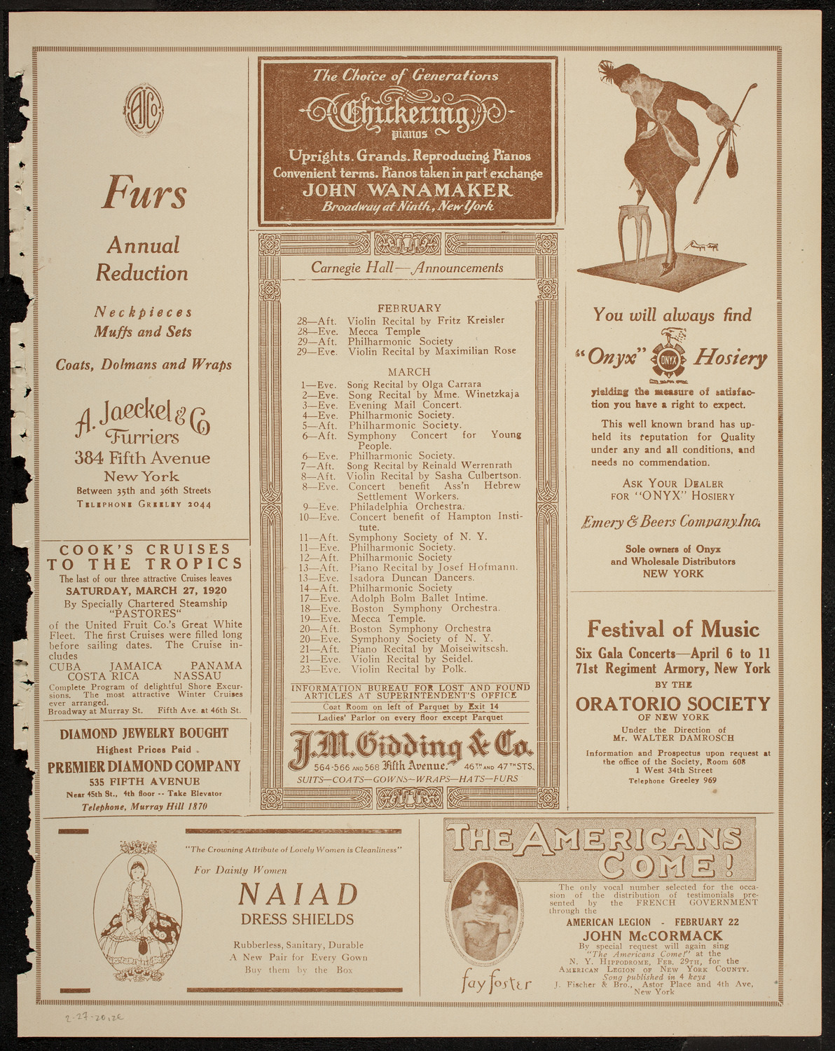 People's Liberty Chorus, February 27, 1920, program page 3