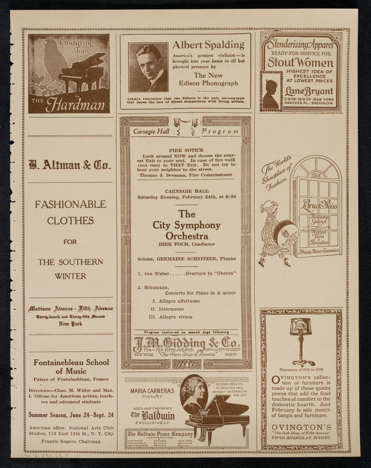 City Symphony Orchestra, February 24, 1923, program page 5