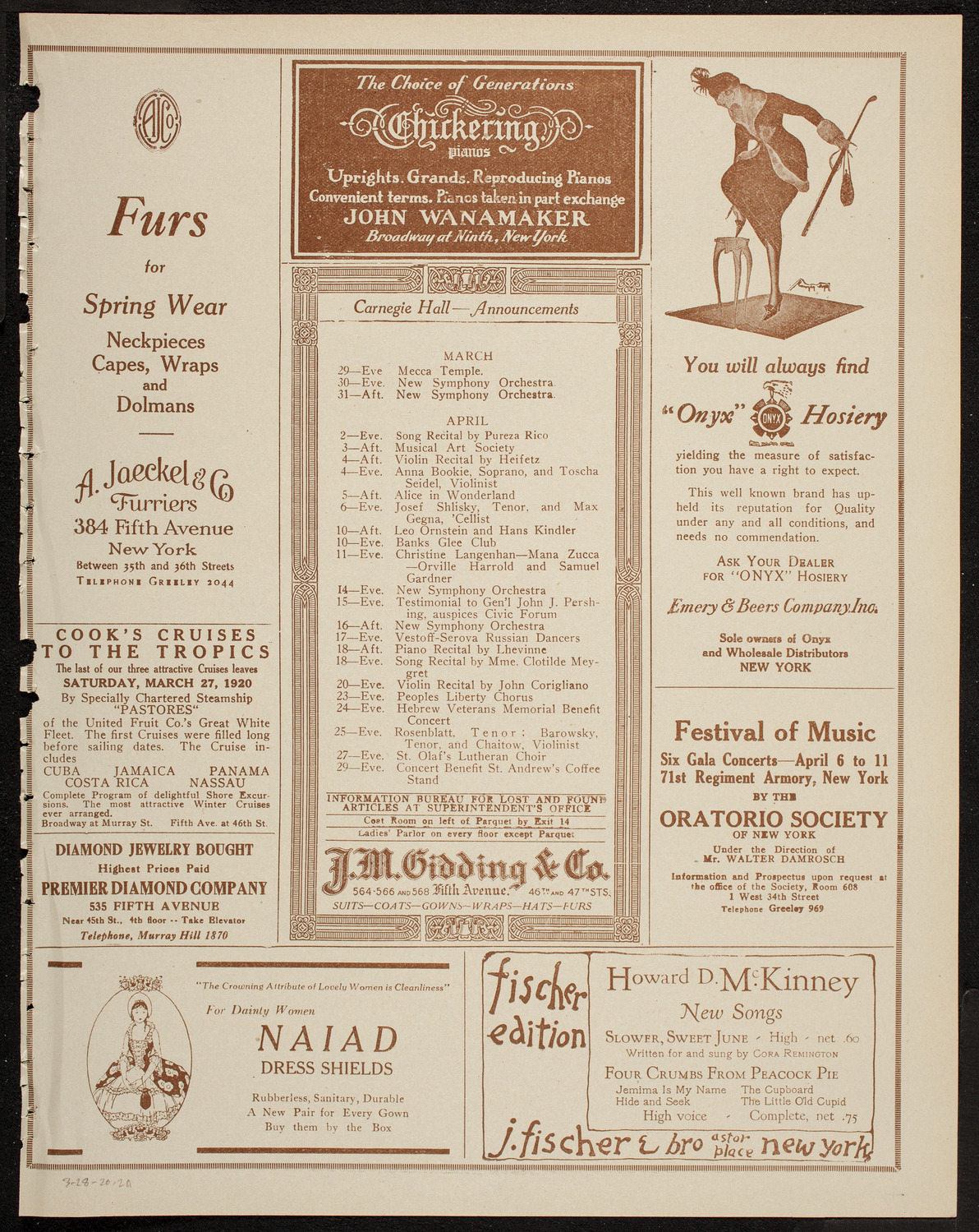 New York Philharmonic, March 28, 1920, program page 3