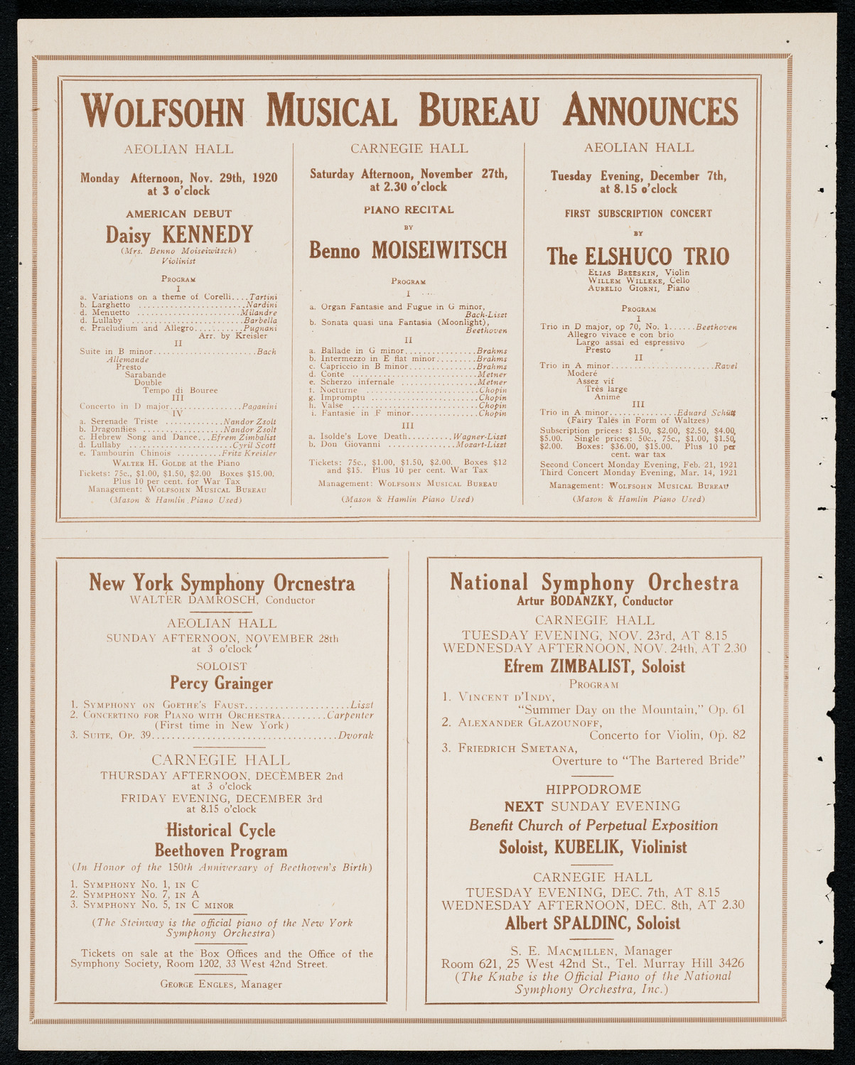 Birgit Engell, Soprano, November 22, 1920, program page 8