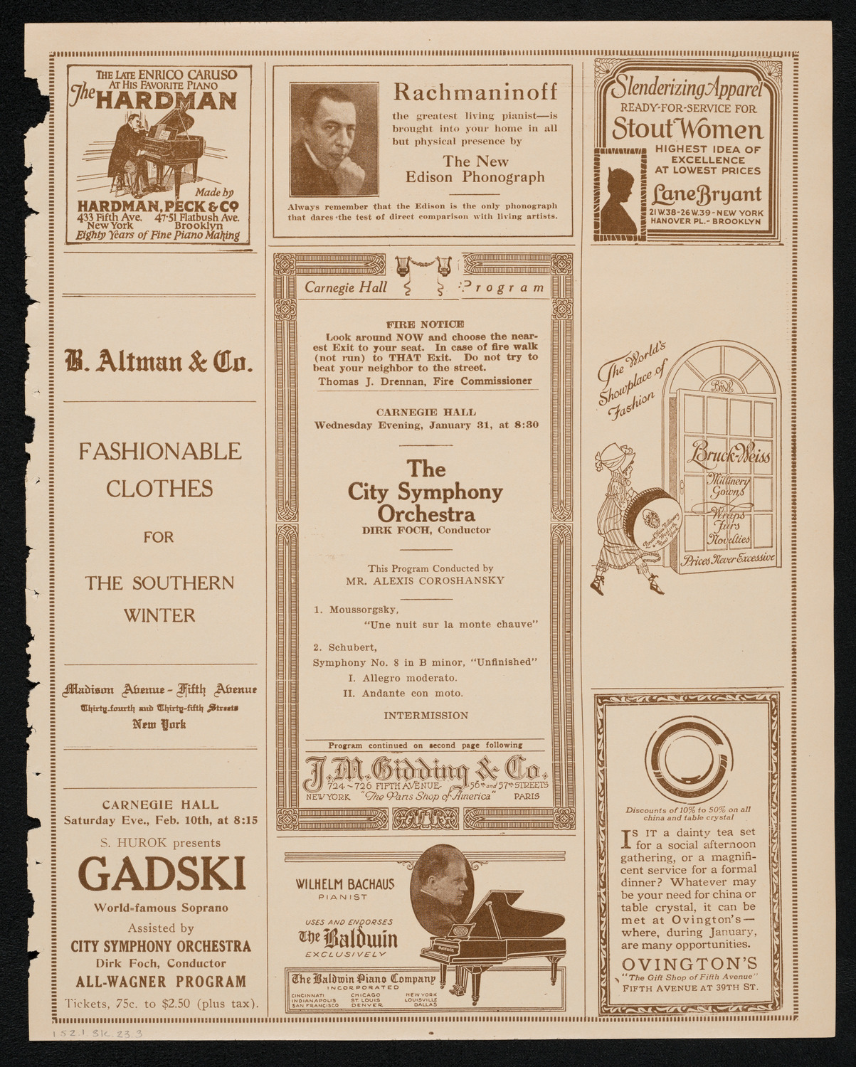 City Symphony Orchestra, January 31, 1923, program page 5