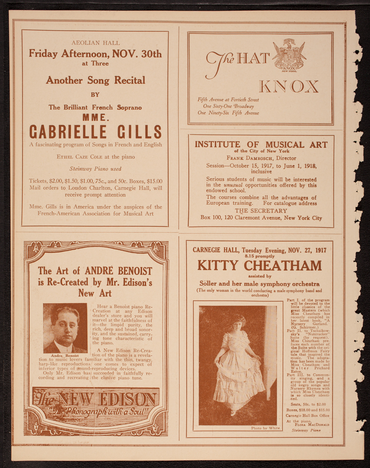 Frances Alda, Soprano, November 13, 1917, program page 2