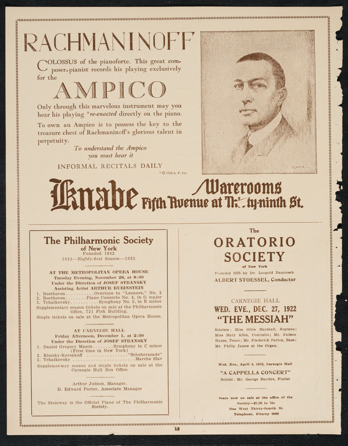 City Symphony Orchestra, November 27, 1922, program page 12