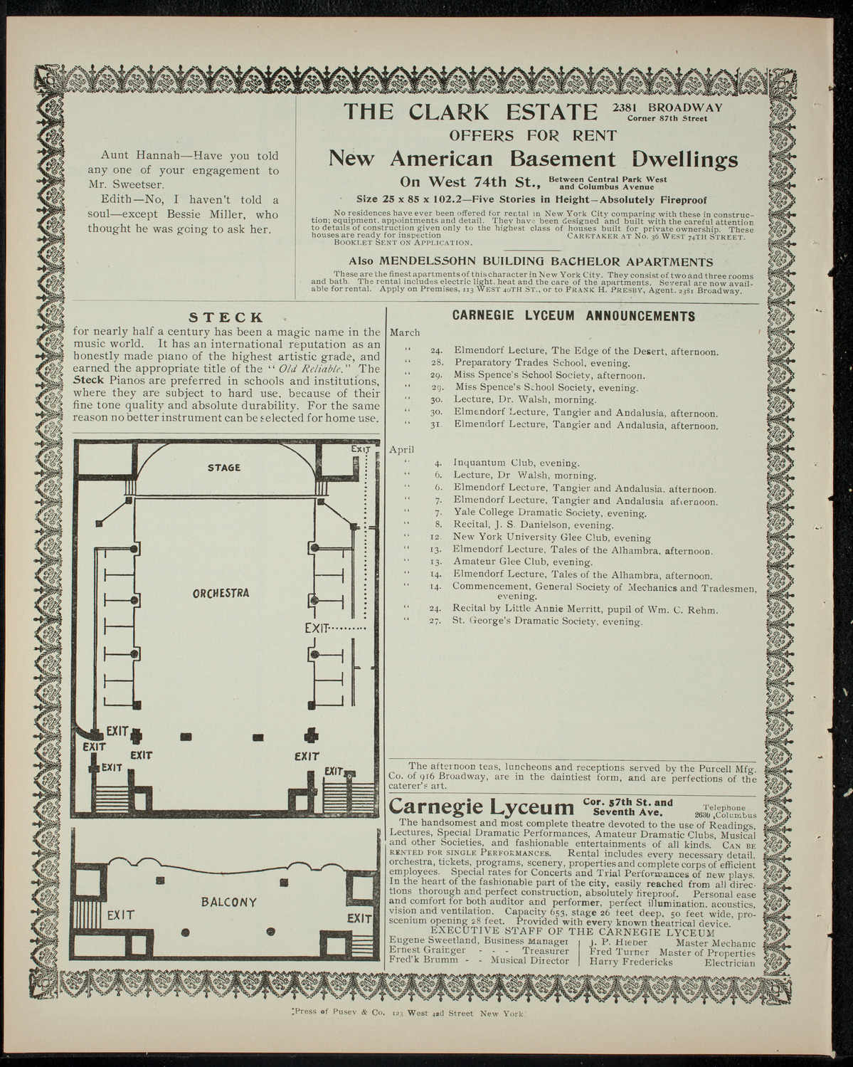 Elmendorf Lecture: The Edge of the Desert, March 23, 1905, program page 4