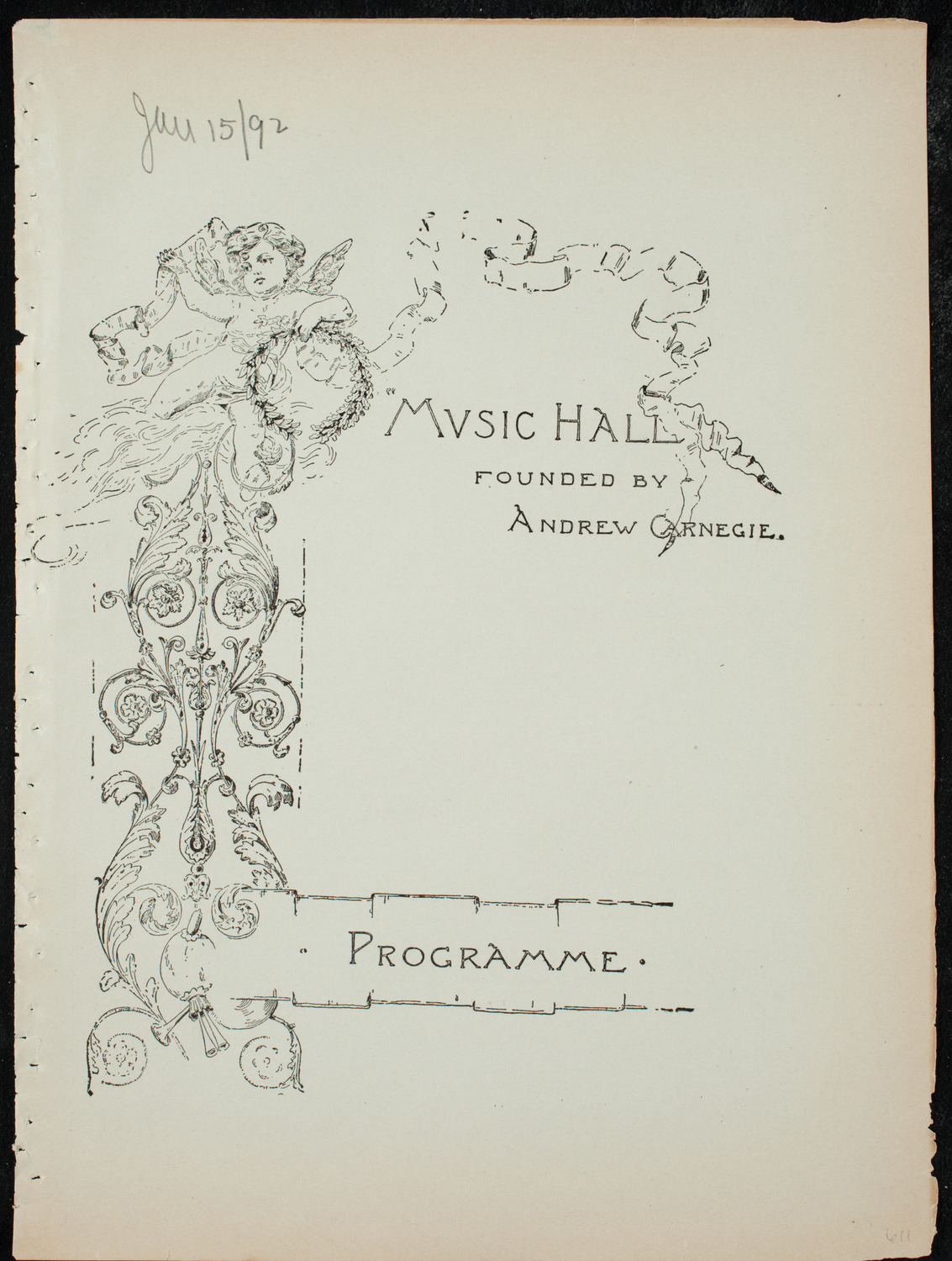 Kneisel Quartet, January 15, 1892, program page 1