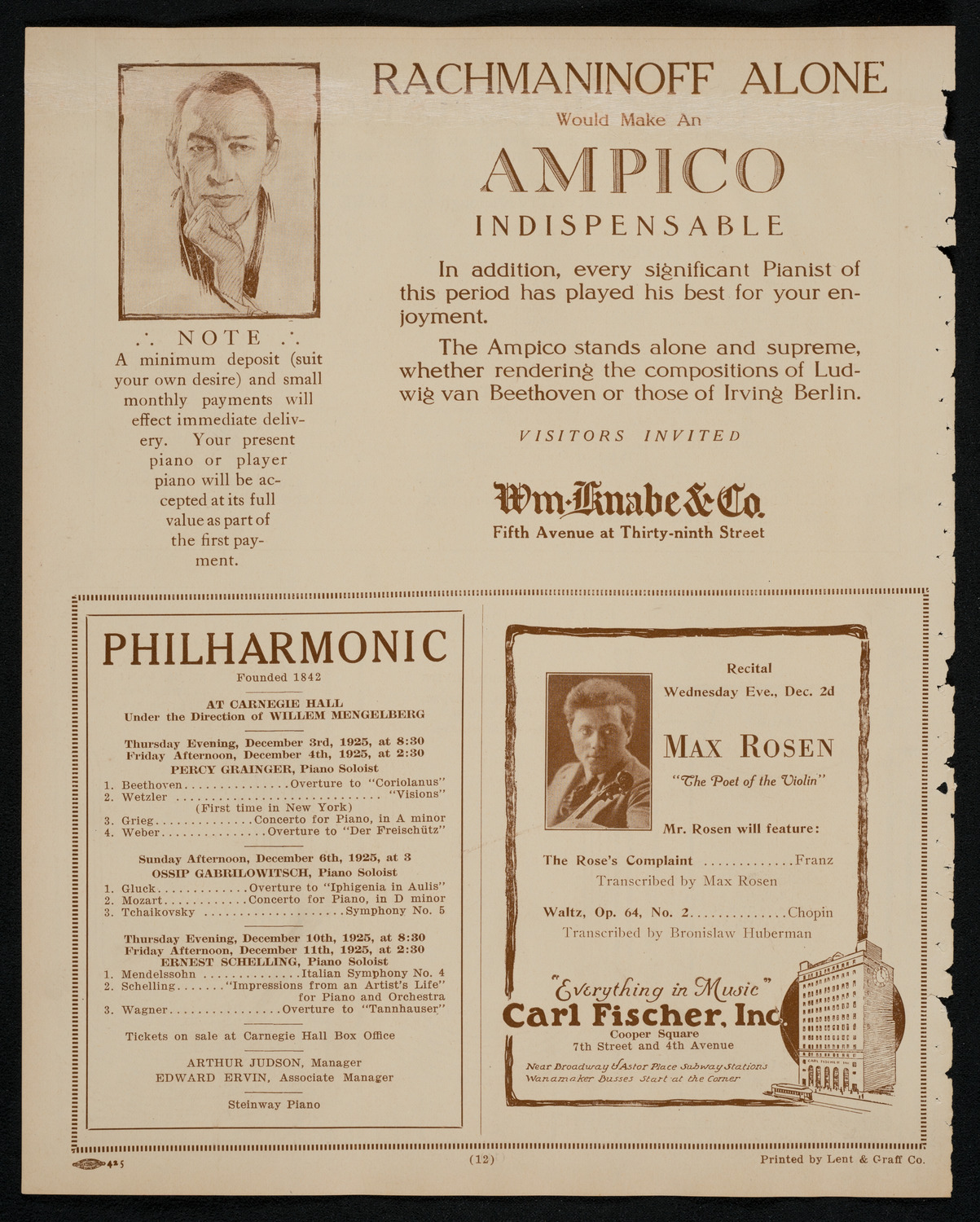 Philadelphia Orchestra, December 1, 1925, program page 12