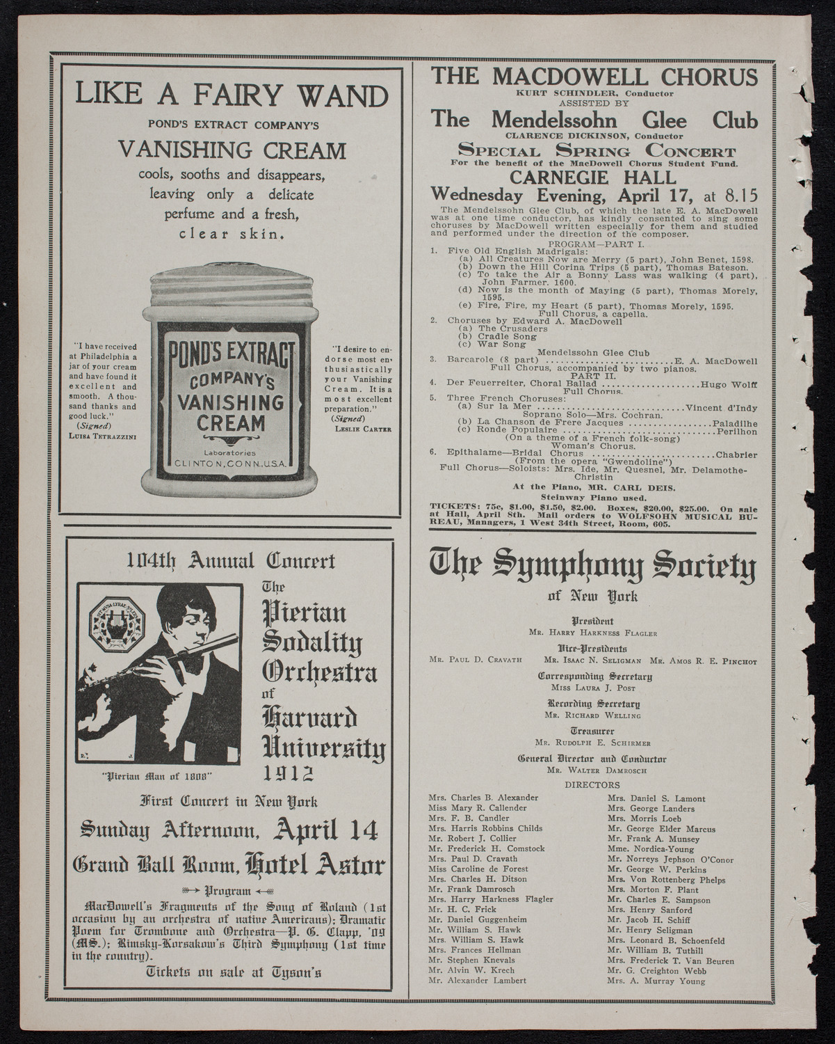 Brahms Festival: New York Symphony Orchestra, March 29, 1912, program page 8