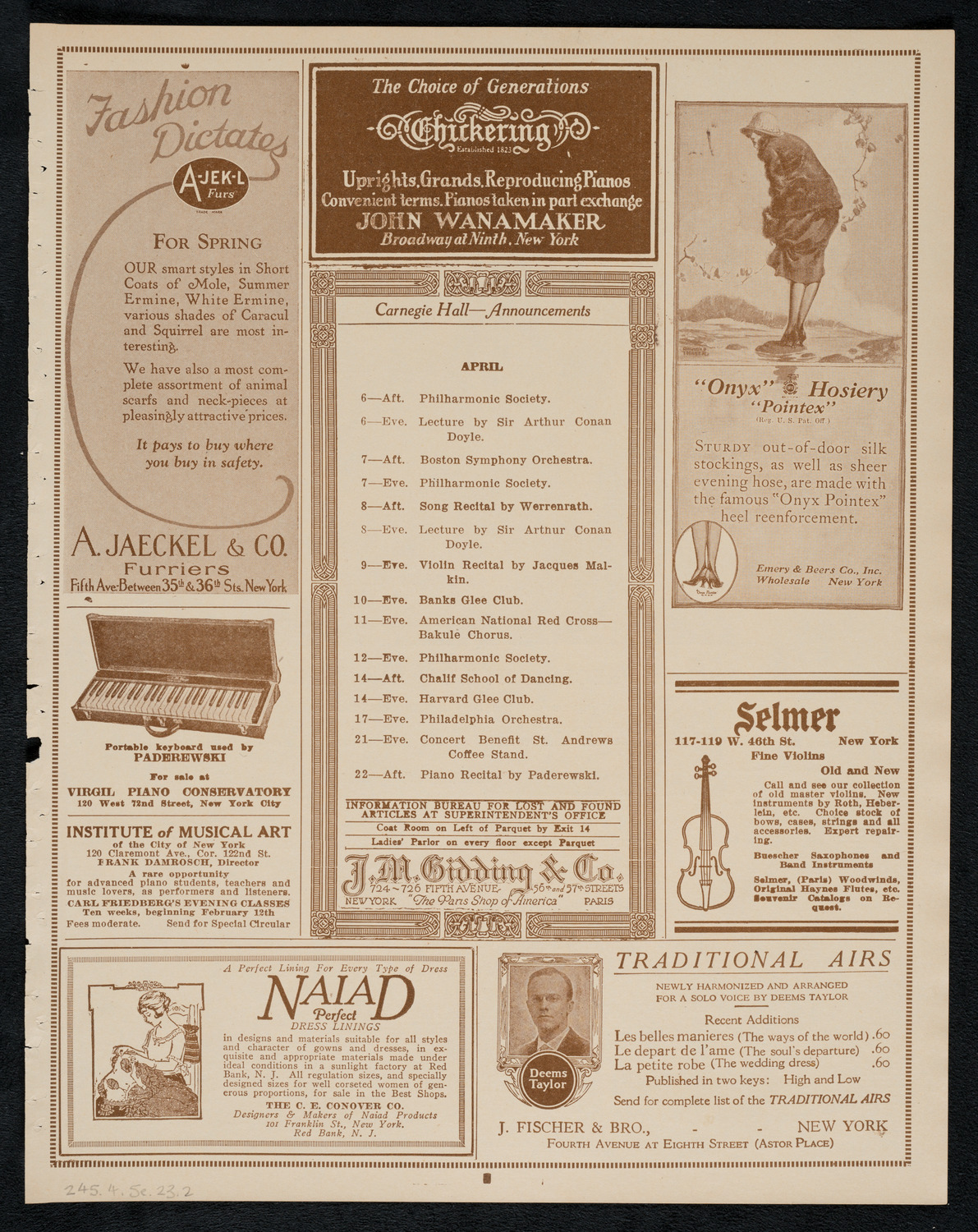 Boston Symphony Orchestra, April 5, 1923, program page 3