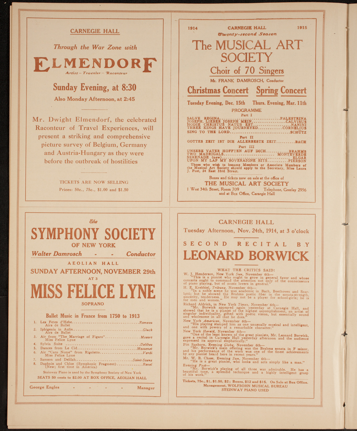 New York Philharmonic, November 21, 1914, program page 8