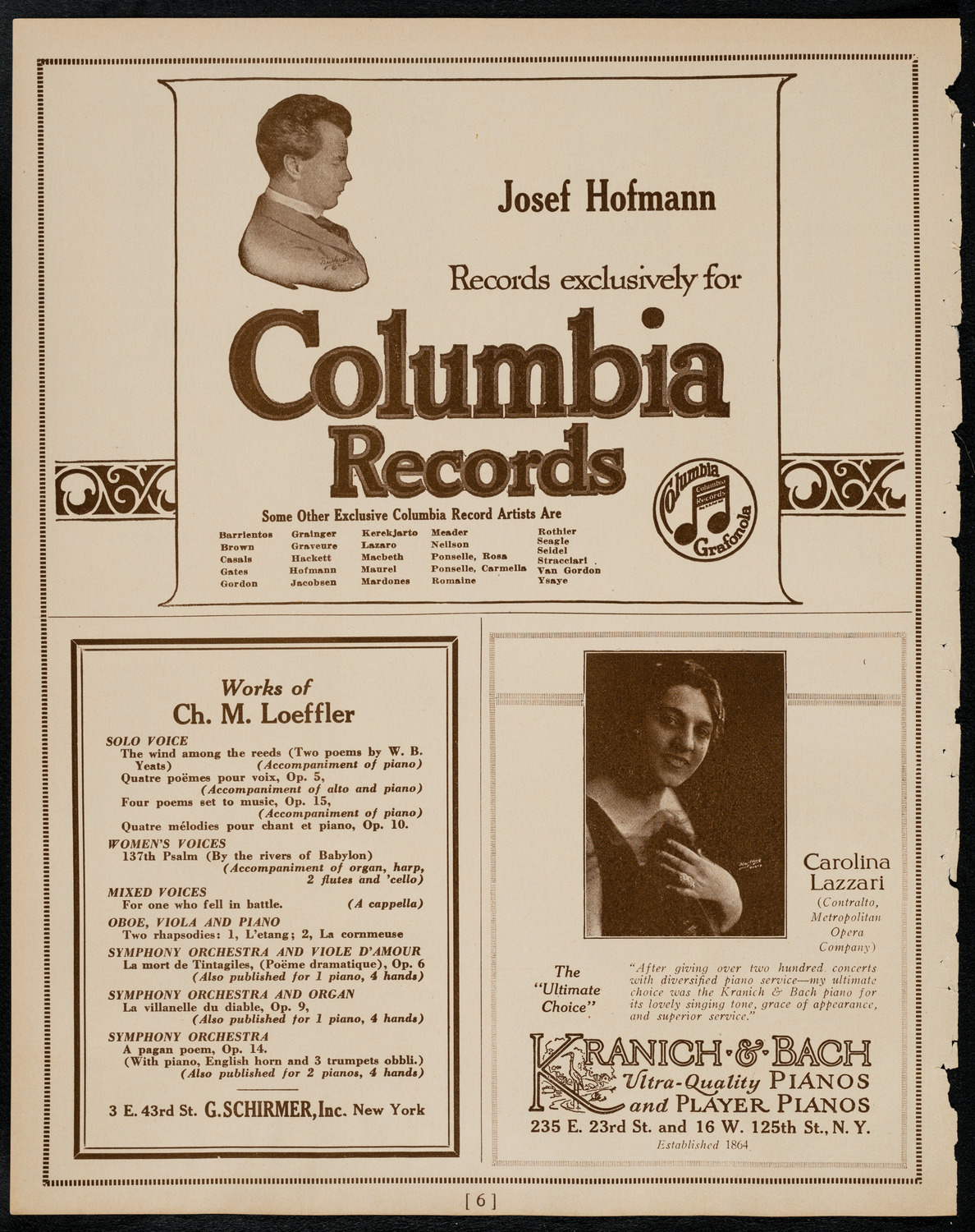 Orchestral concert by Matteo Bensman, March 18, 1922, program page 6