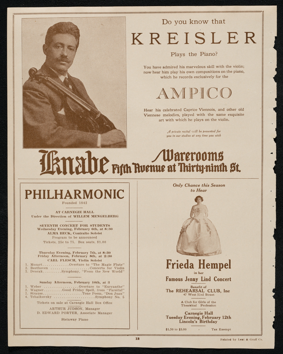 New York Symphony Orchestra: Beethoven Cycle, February 1, 1924, program page 12