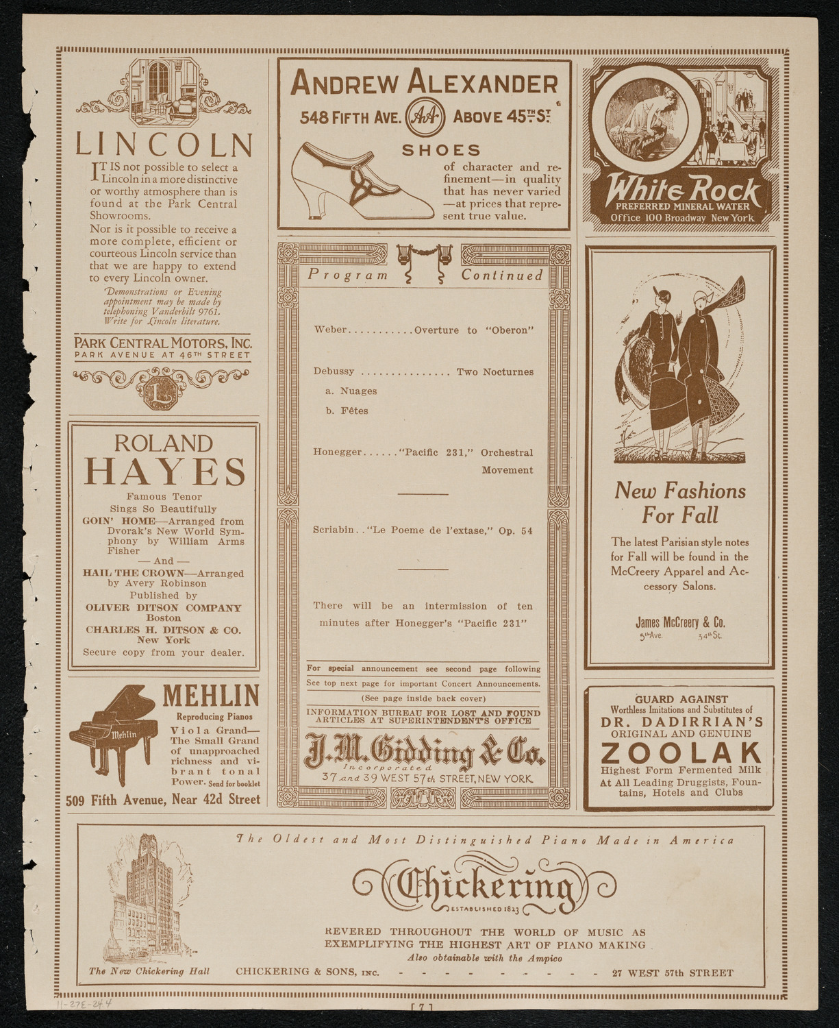 Boston Symphony Orchestra, November 27, 1924, program page 7