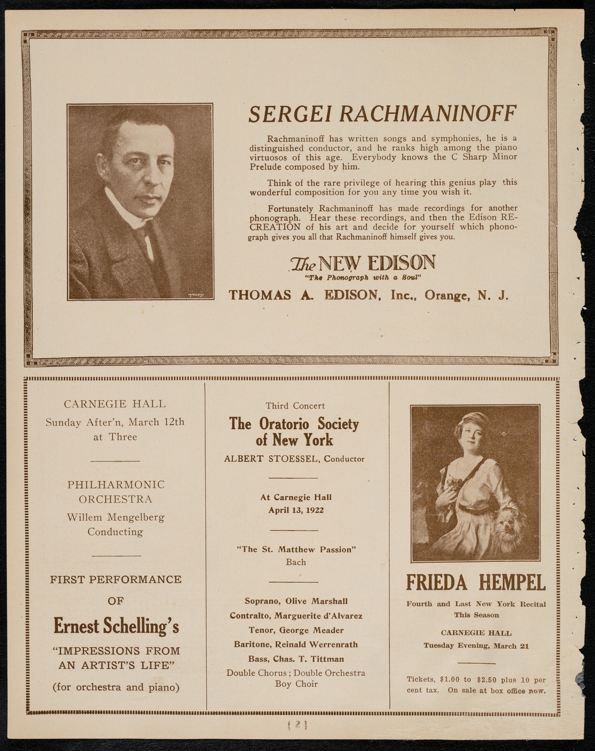 Intercollegiate Glee Club Contest, March 4, 1922, program page 2