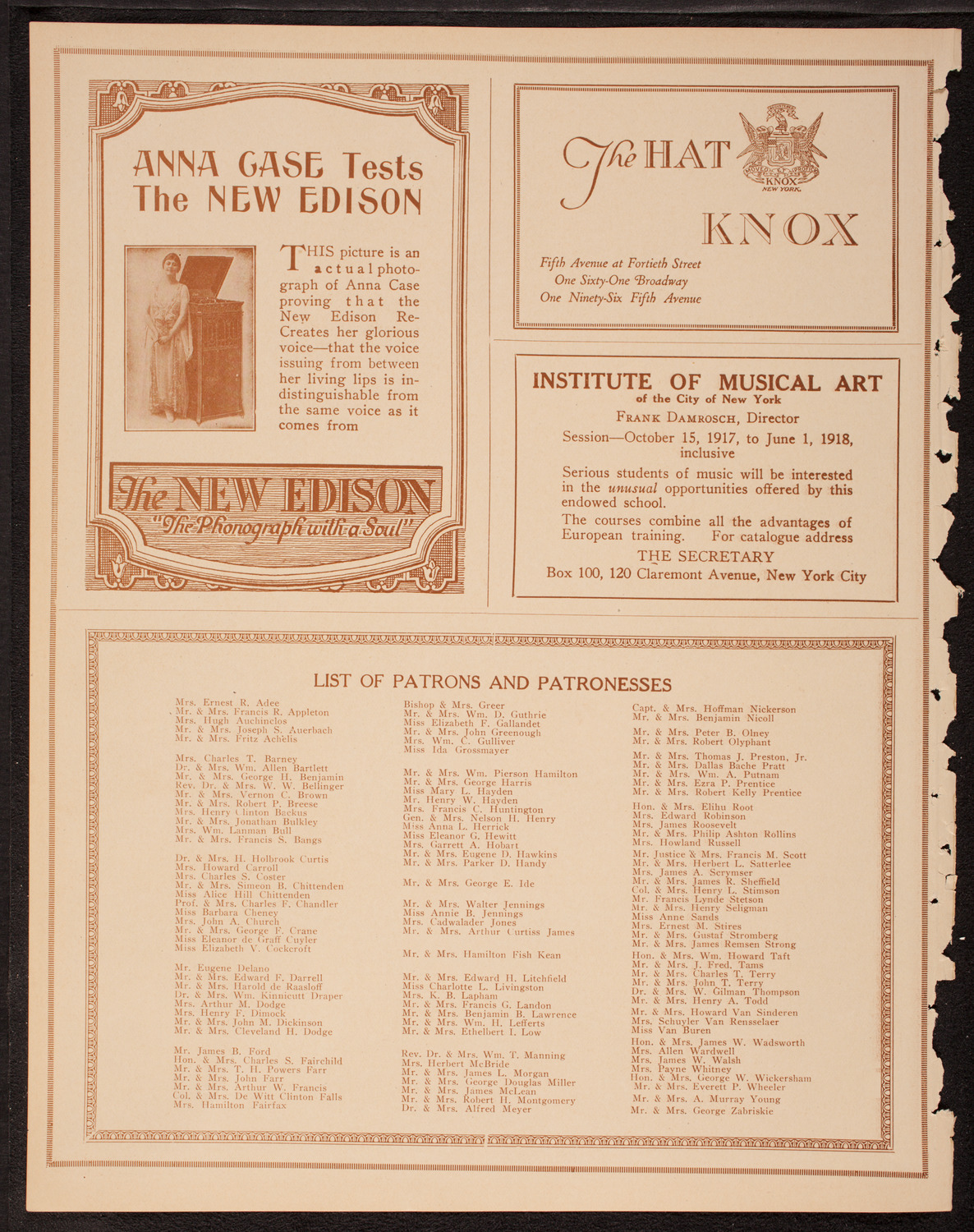 Benefit: N.Y. State Association Opposed to Woman Suffrage, November 3, 1917, program page 2