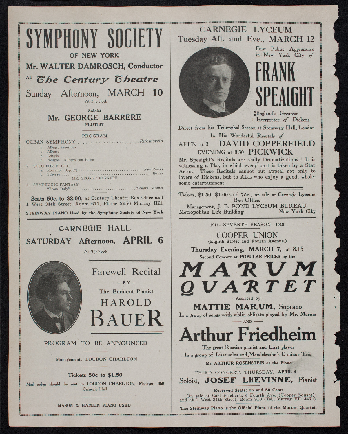 Jeanne Gerville-Réache, Contralto, March 7, 1912, program page 10