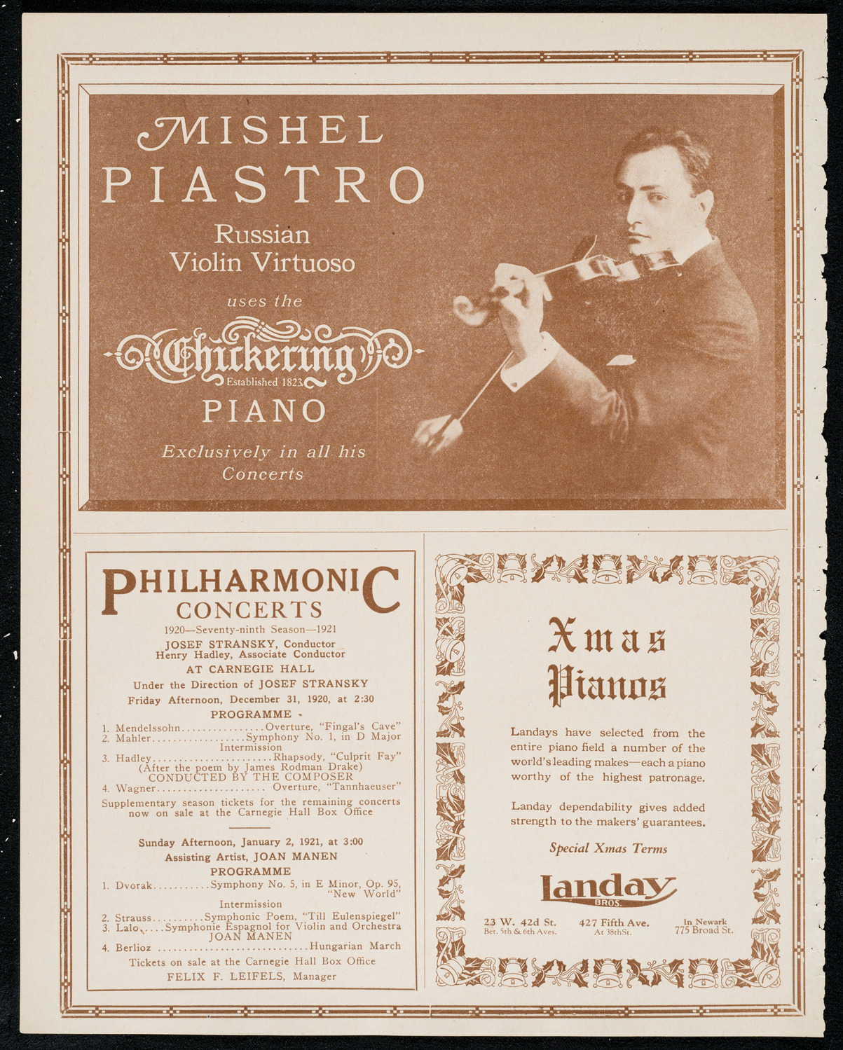 Jacques Pintel, Piano, December 22, 1920, program page 12
