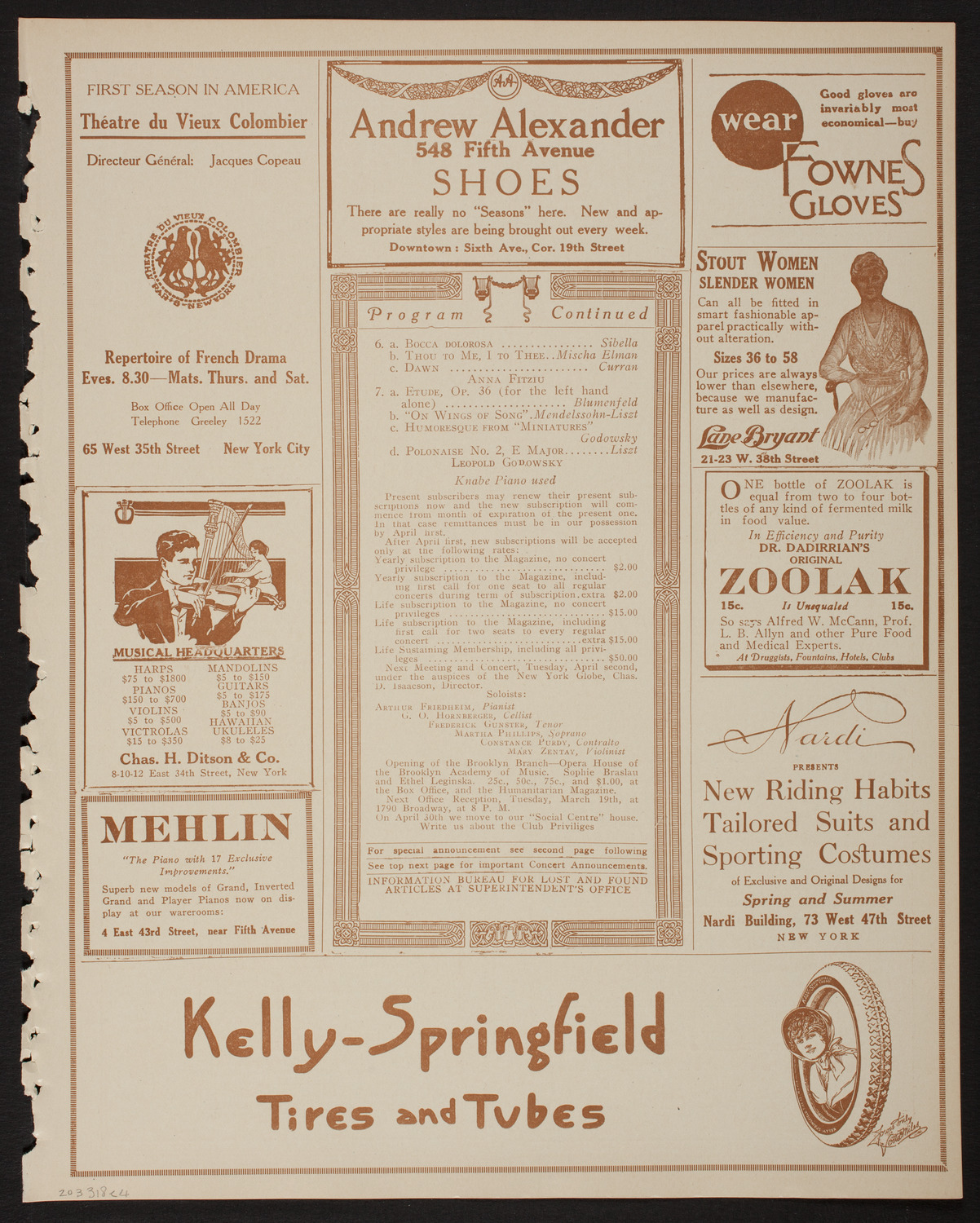 Meeting: The Humanitarian Cult, March 18, 1918, program page 7