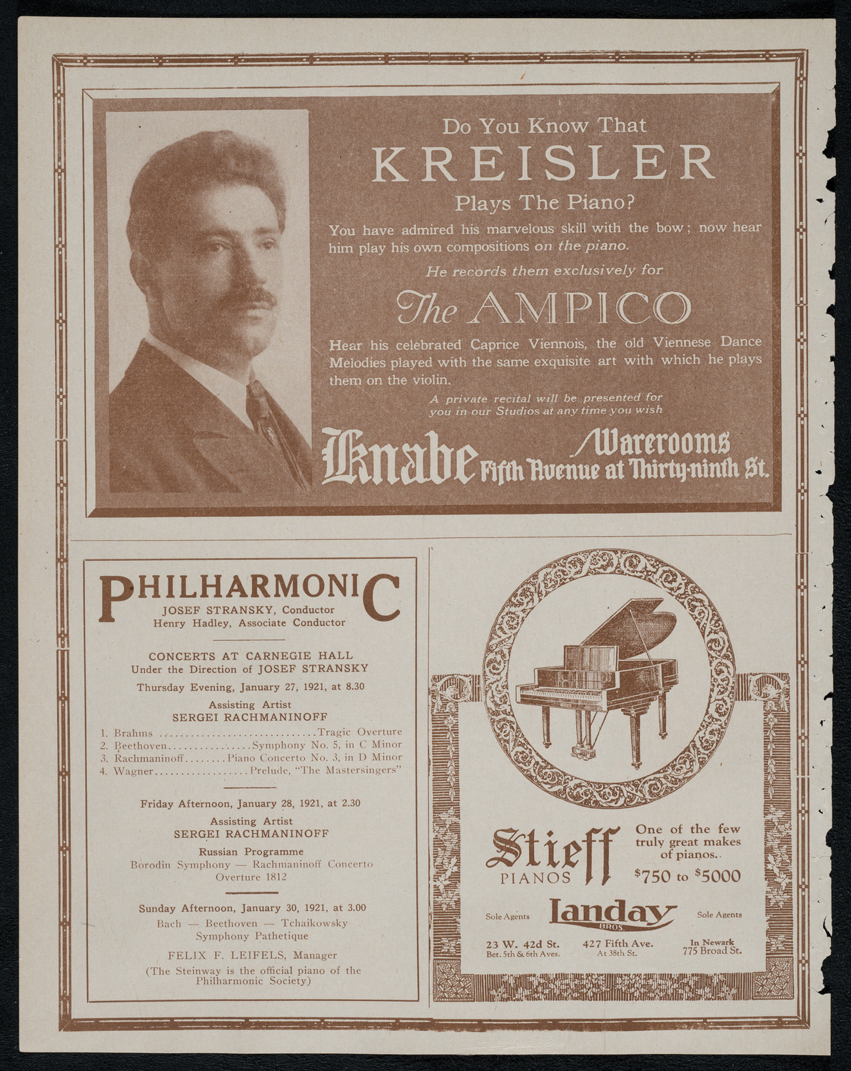 New York Philharmonic, January 23, 1921, program page 12