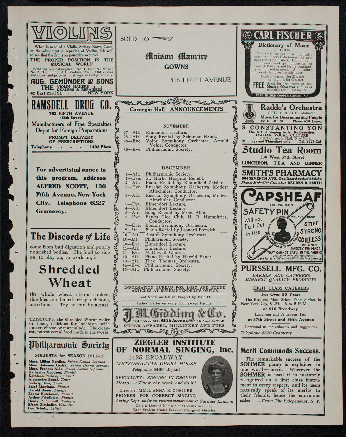 Elmendorf Lecture: Florence and Venice, November 26, 1911, program page 3