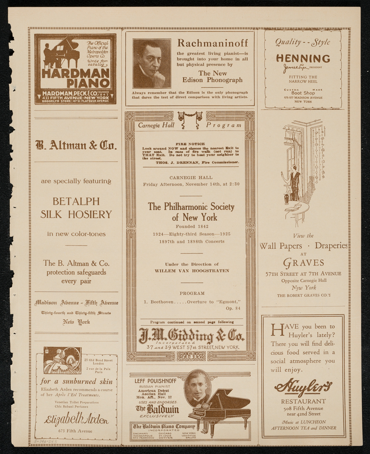 New York Philharmonic, November 14, 1924, program page 5