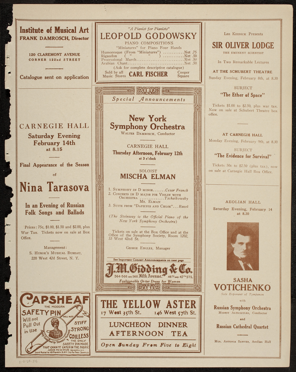 Frieda Hempel, Soprano, February 3, 1920, program page 9