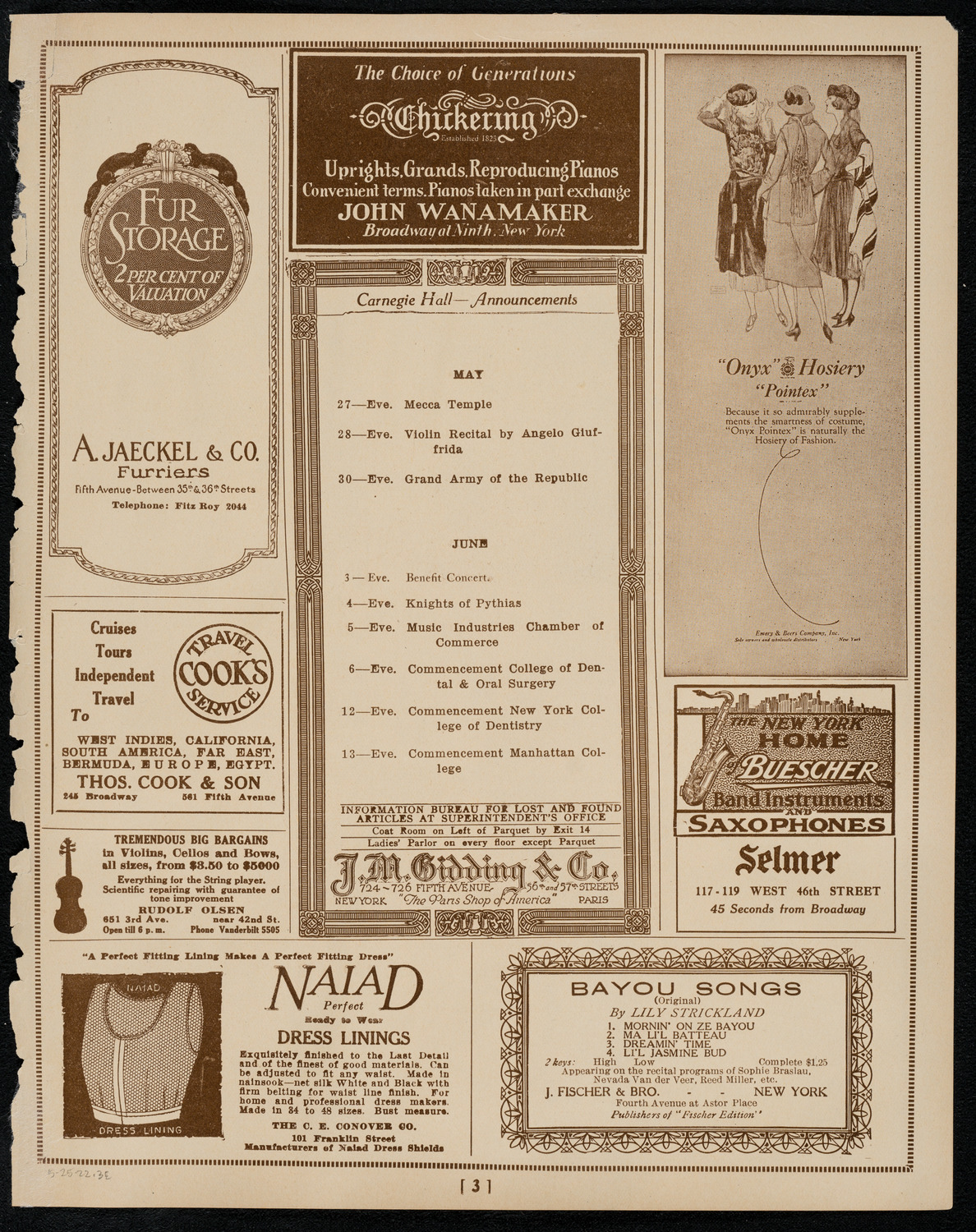 Graduation: Packard Commercial School, May 25, 1922, program page 3