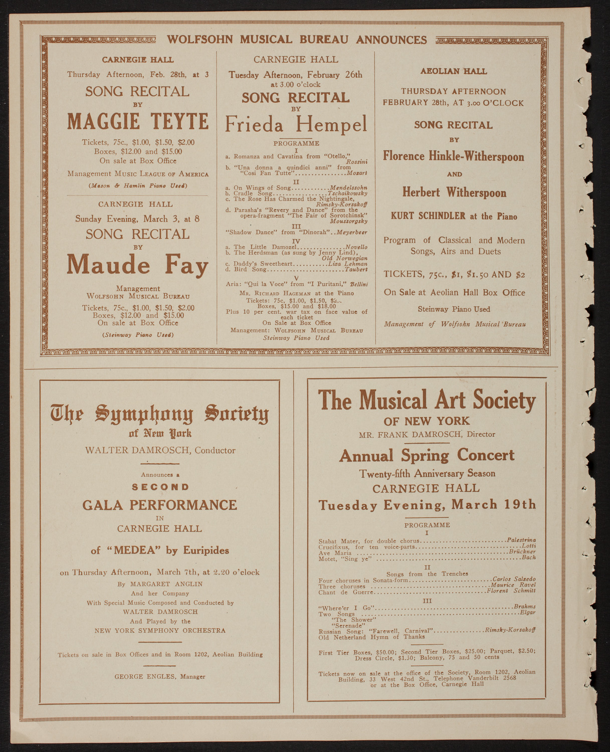 New York Philharmonic, February 22, 1918, program page 8