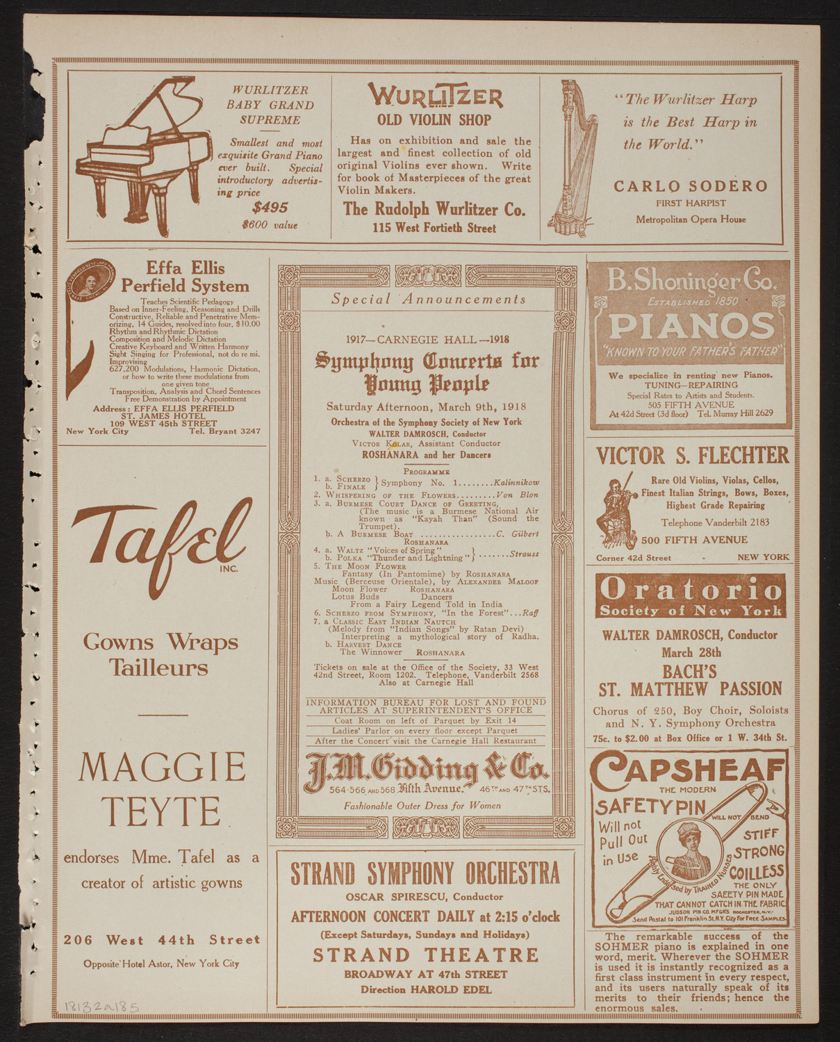 Russian Symphony Society of New York, March 2, 1918, program page 9