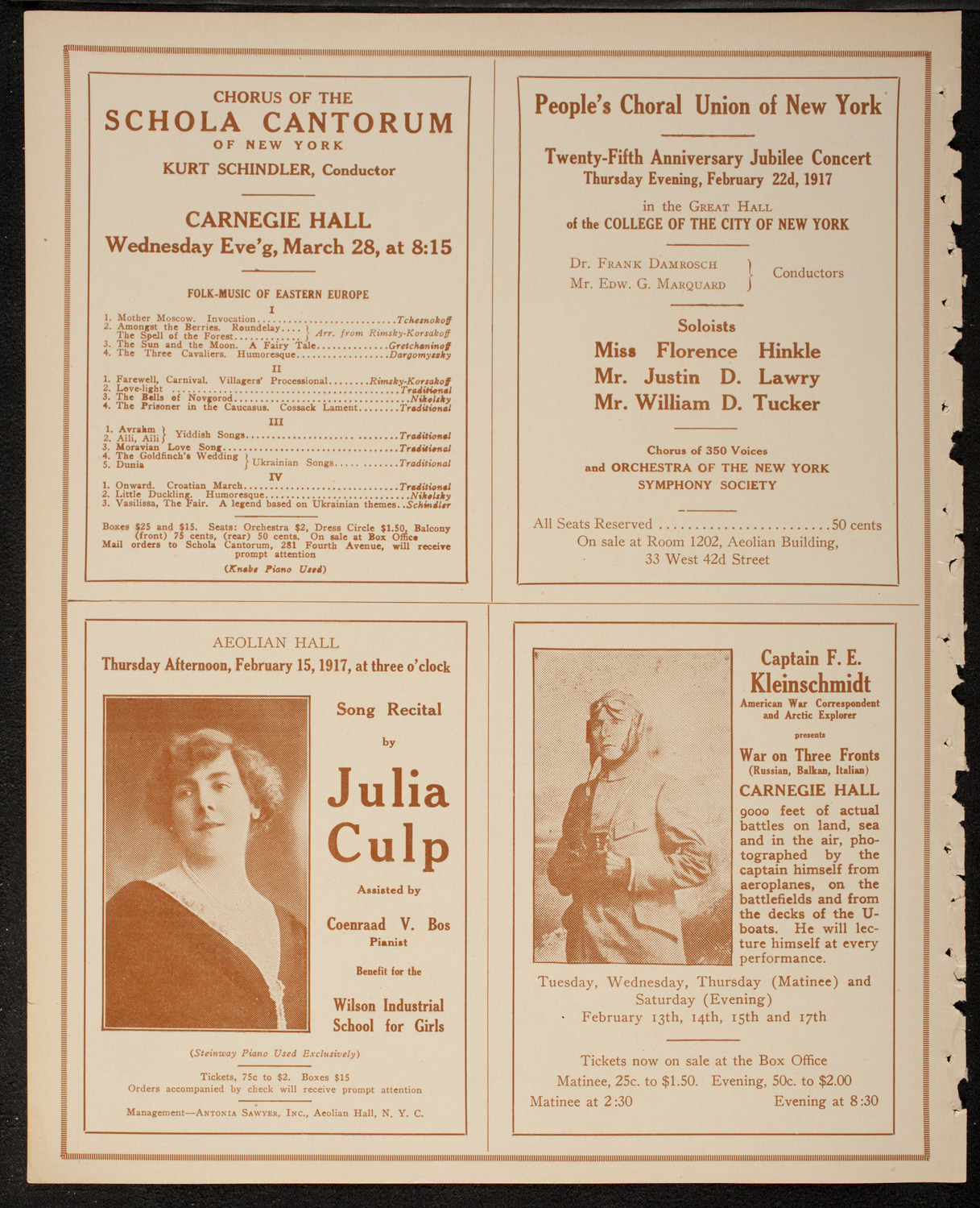 Oratorio Society of New York, February 13, 1917, program page 10