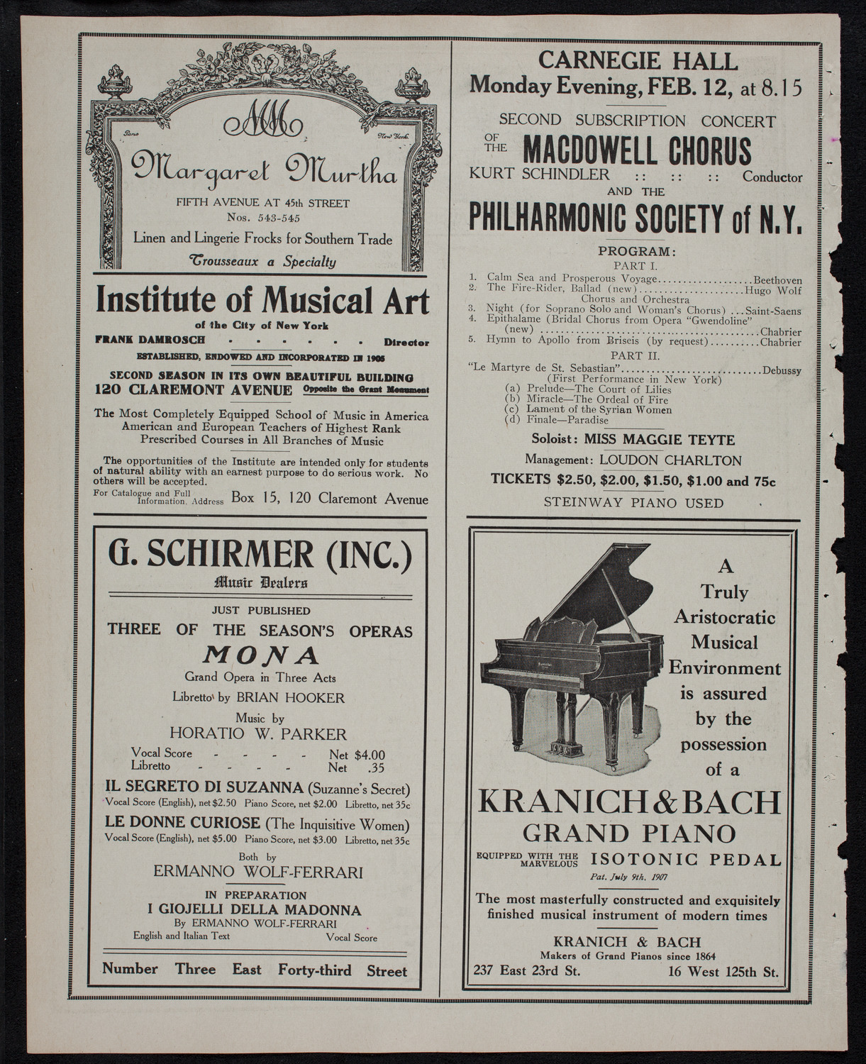 MacDowell Chorus, December 11, 1911, program page 6