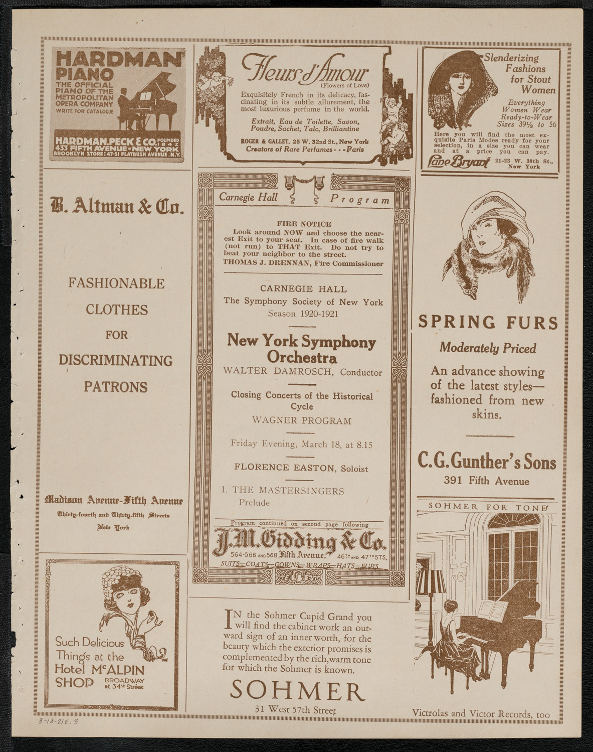 New York Symphony Orchestra, March 18, 1921, program page 5