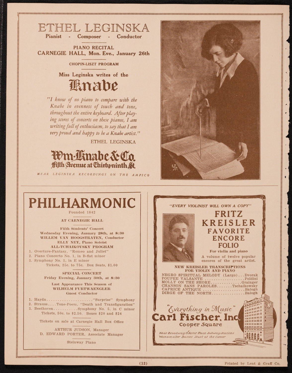 New York Philharmonic, January 25, 1925, program page 12