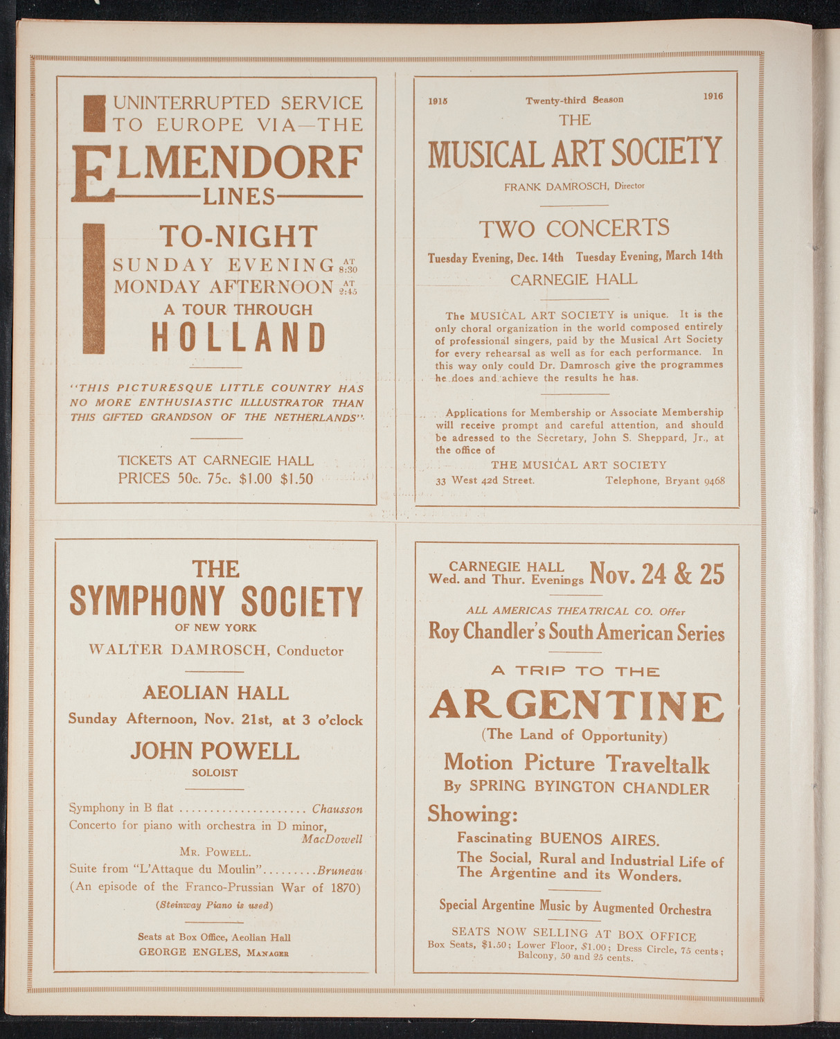 New York Philharmonic, November 14, 1915, program page 8