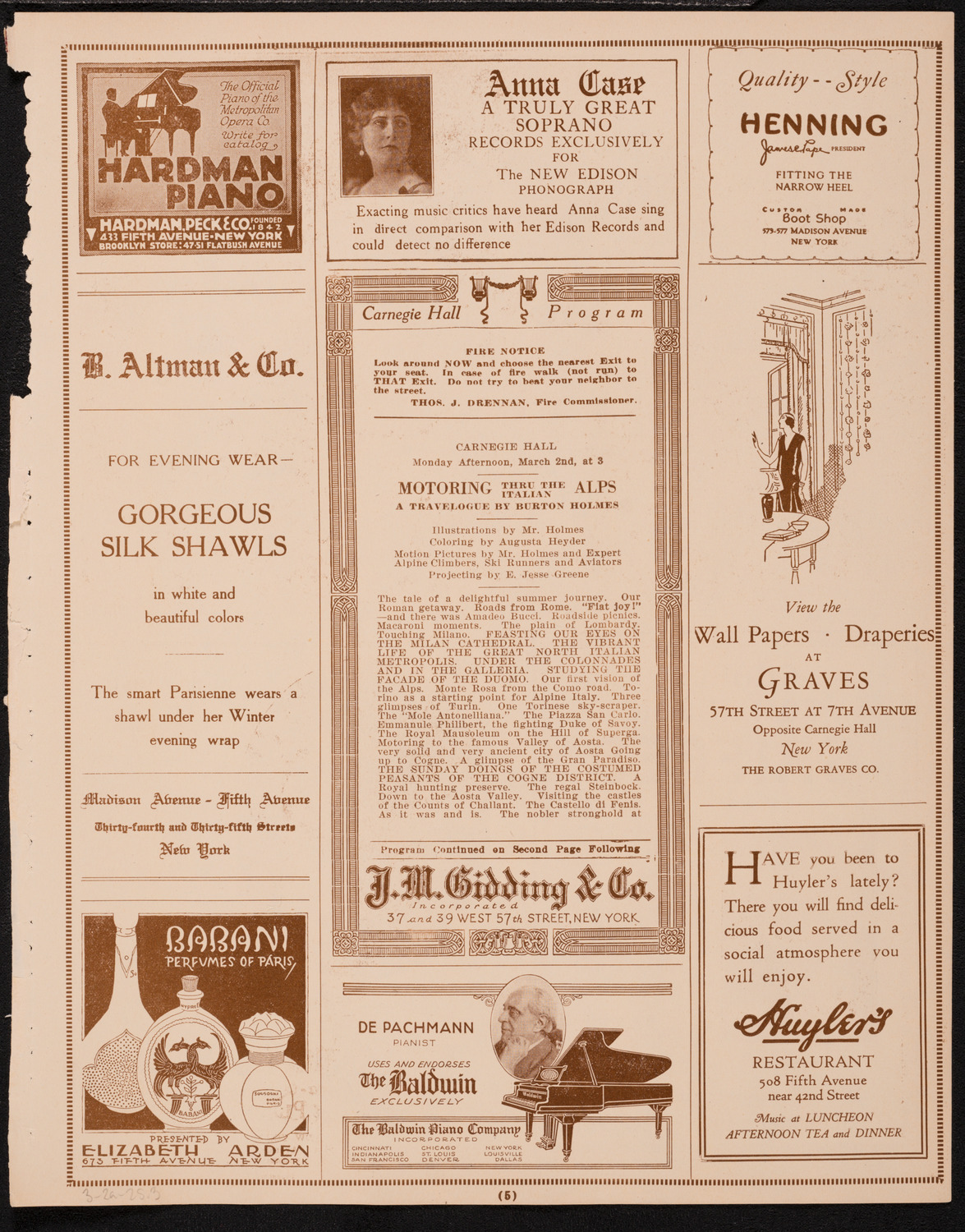 Burton Holmes Travelogue: Motoring Thru the Italian Alps, March 2, 1925, program page 5