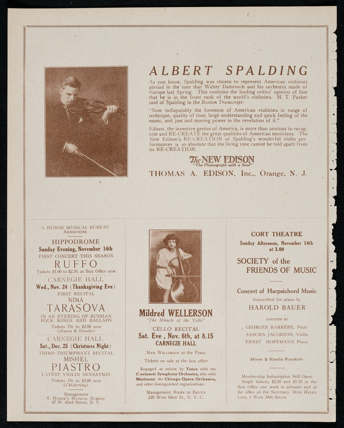 National Symphony Orchestra, November 5, 1920, program page 2