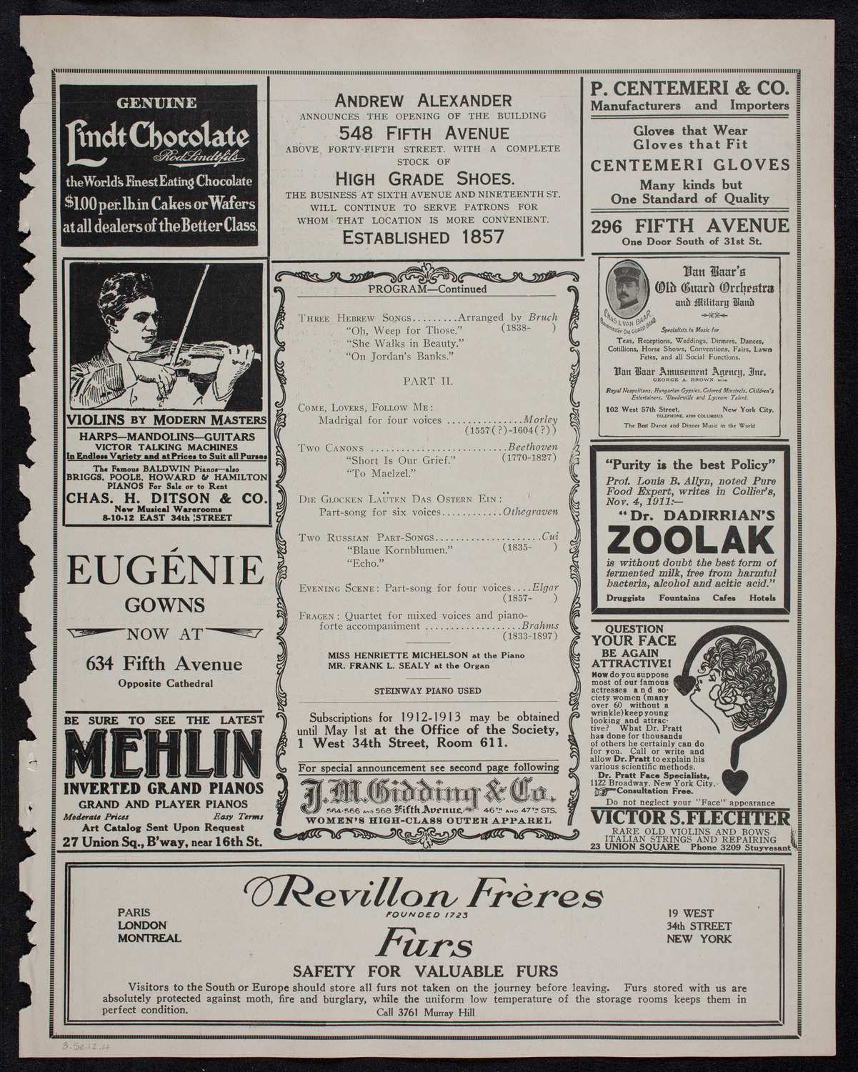 Musical Art Society of New York, March 5, 1912, program page 7