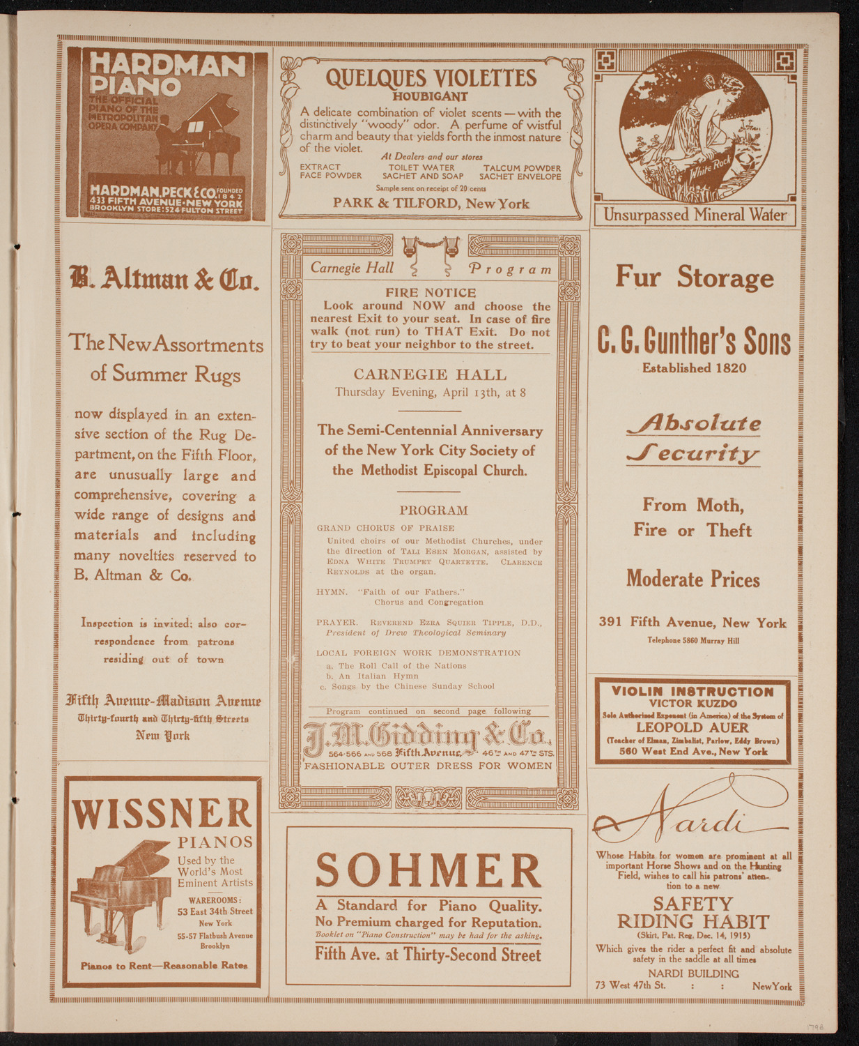 New York Society of the Methodist Episcopal Church Semi-Centennial Anniversary, April 13, 1916, program page 5