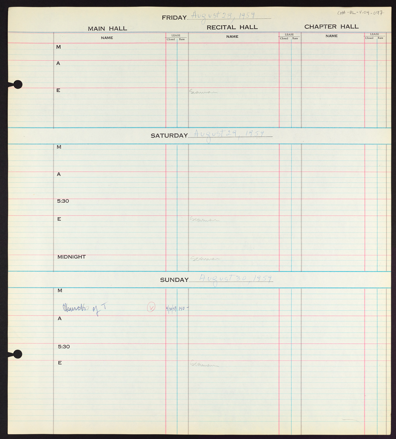 Carnegie Hall Booking Ledger, volume 4, page 97