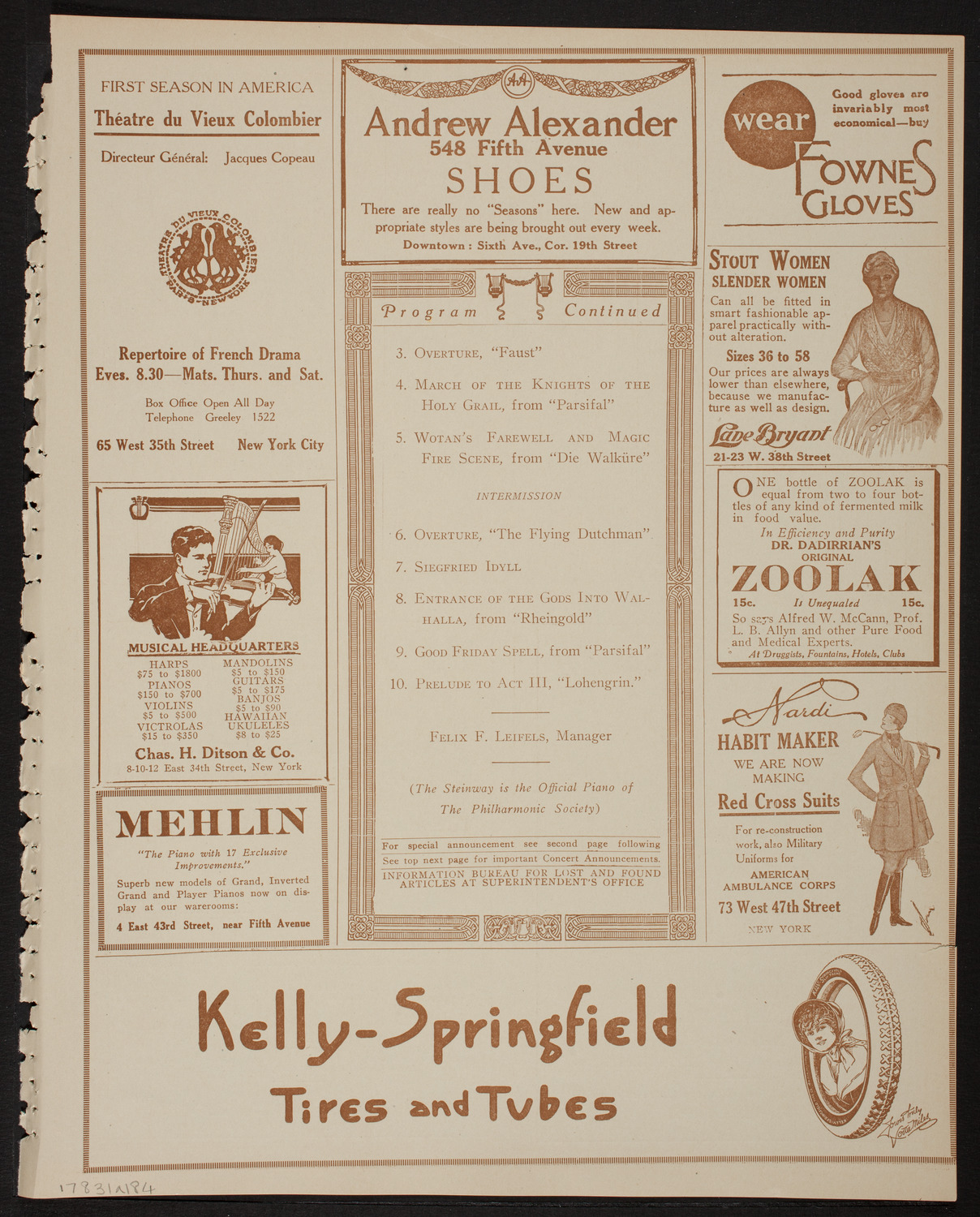 New York Philharmonic, March 1, 1918, program page 7