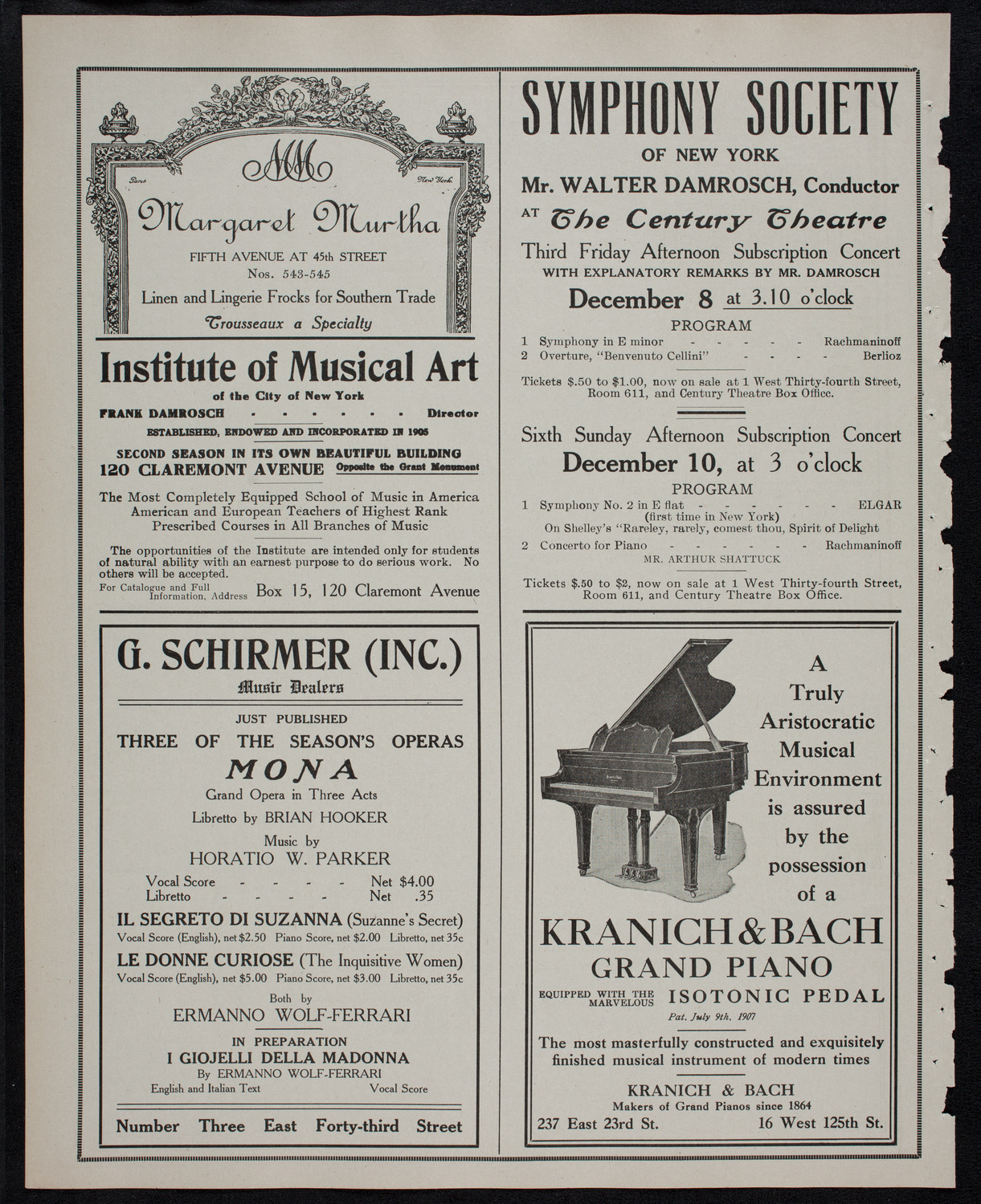 Boston Symphony Orchestra, December 7, 1911, program page 6