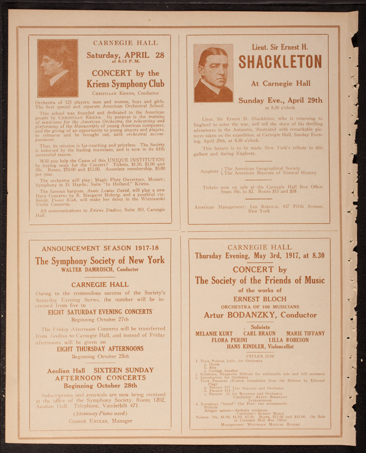 Lecture by Count Ilya Tolstoy, April 20, 1917, program page 8