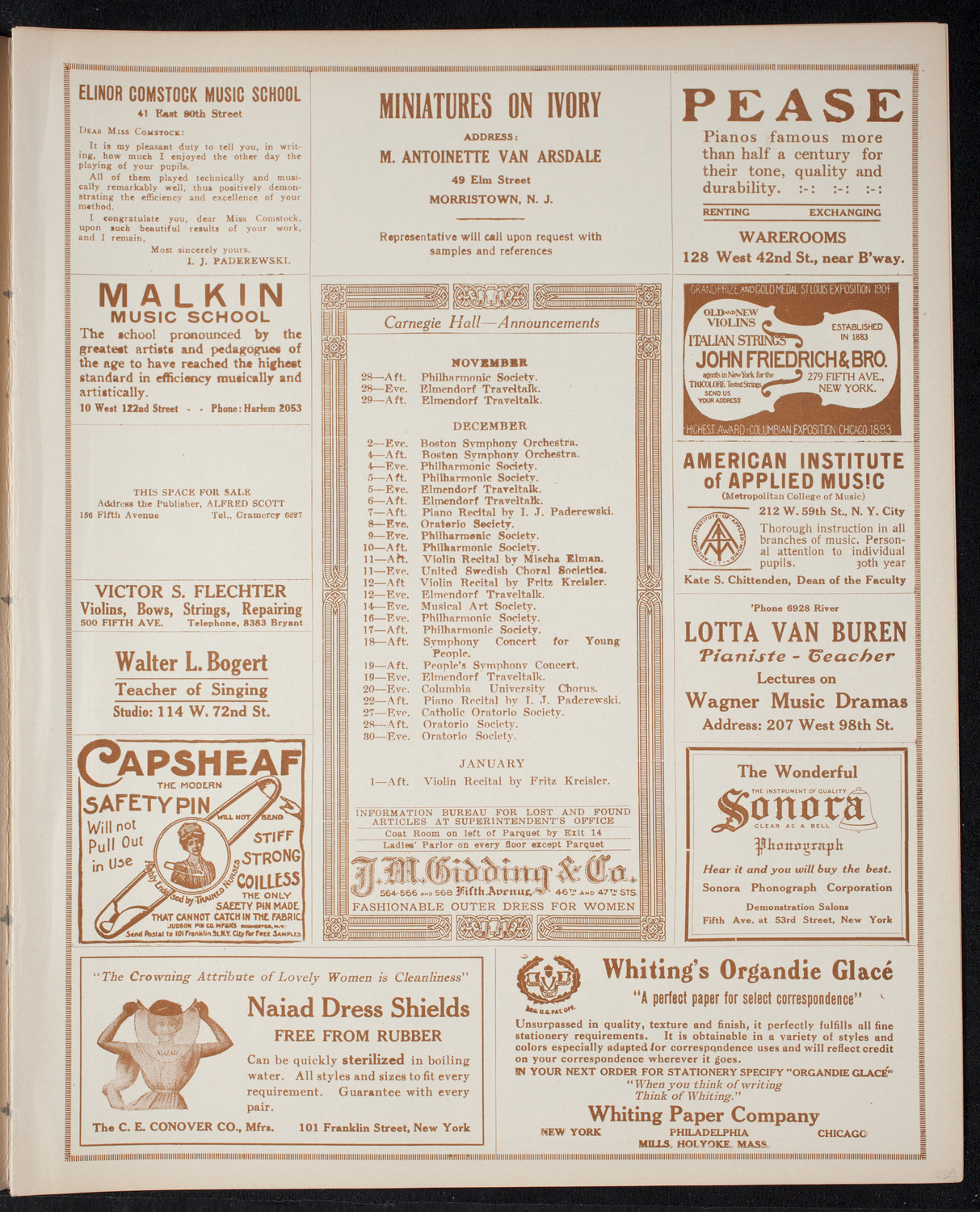New York Philharmonic, November 26, 1915, program page 3