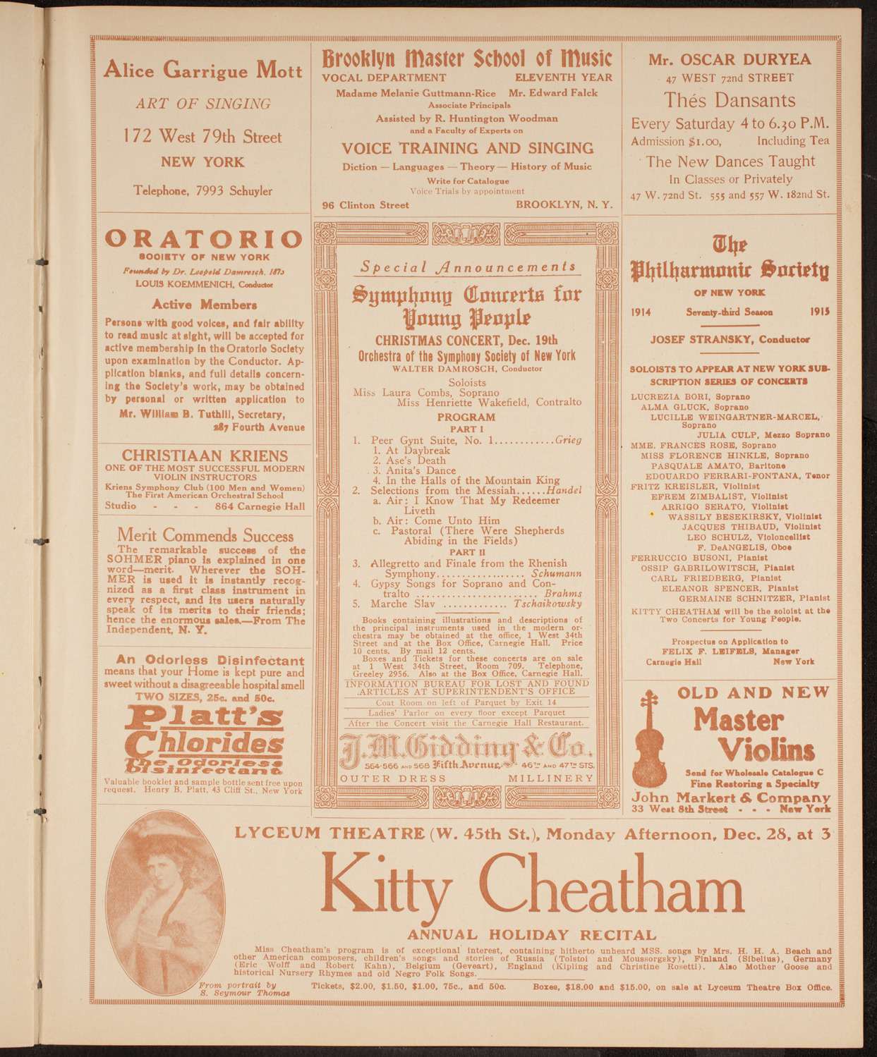 Fritz Kreisler, Violin, December 12, 1914, program page 9