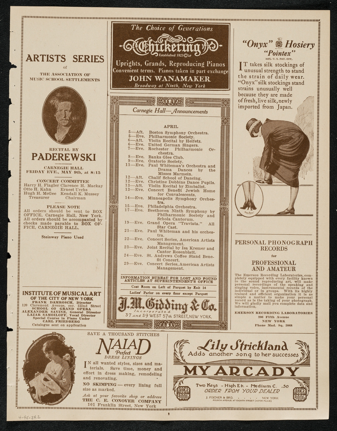 Dusolina Giannini, Soprano, and Mischa Levitzki, Piano, April 4, 1924, program page 3
