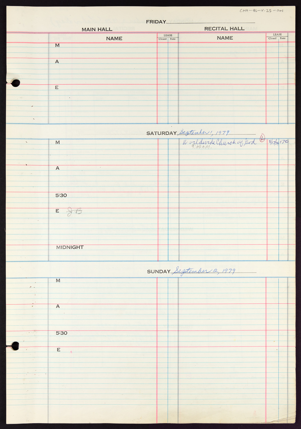 Carnegie Hall Booking Ledger, volume 25, page 1